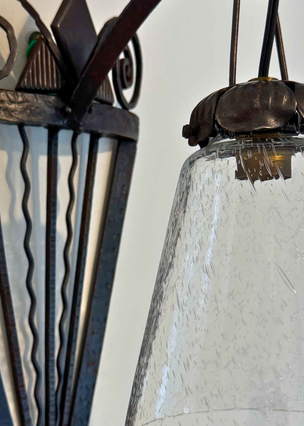 Pair of French Art Deco Wrought Iron Sconces, France, c.1930s