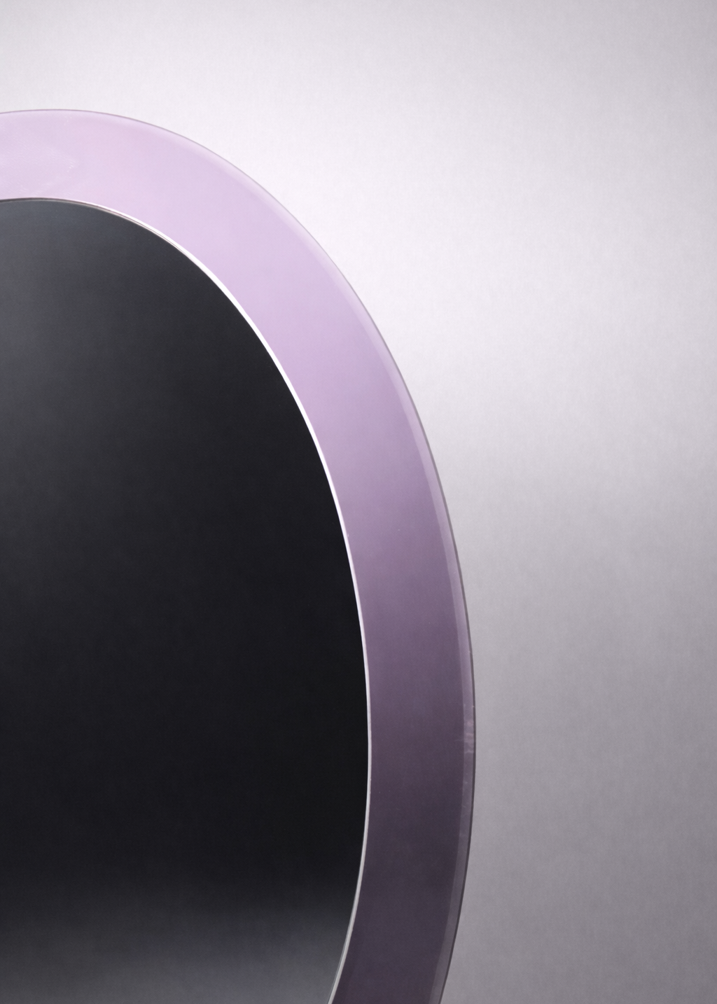 Mauve Plexiglass Oval Mirror, Italy, c.1970s