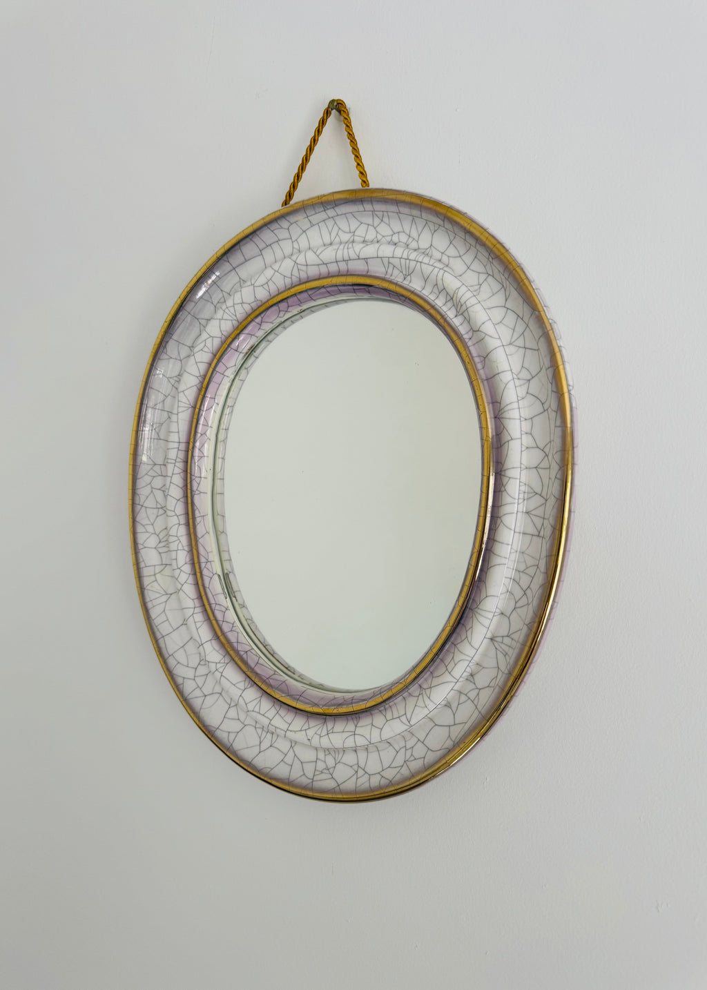 Craquelé Terracotta Wall Mirror by Gmundner Keramik, Austria, c.1950s