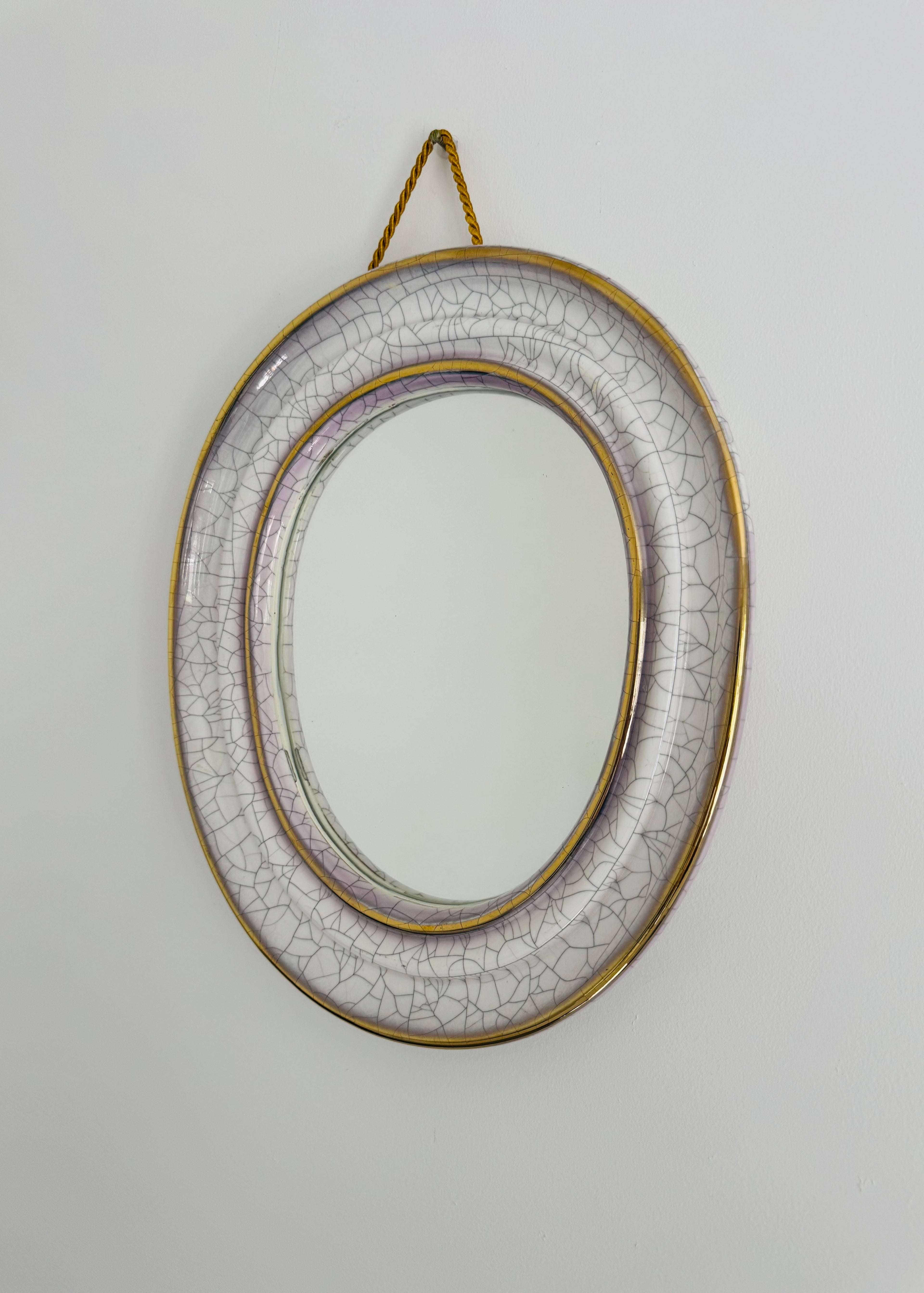 Craquelé Terracotta Wall Mirror by Gmundner Keramik, Austria, c.1950s