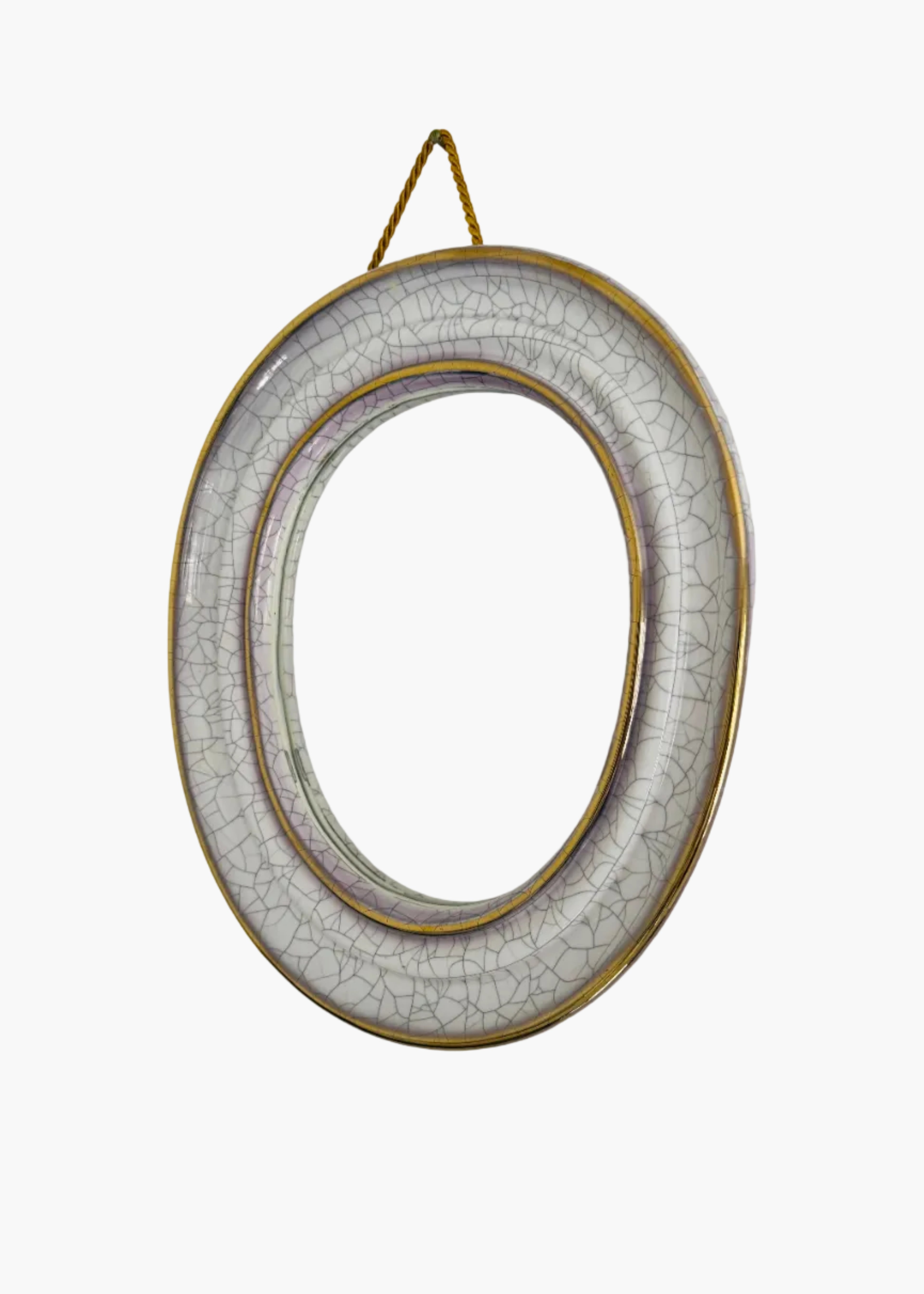 Craquelé Terracotta Wall Mirror by Gmundner Keramik, Austria, c.1950s
