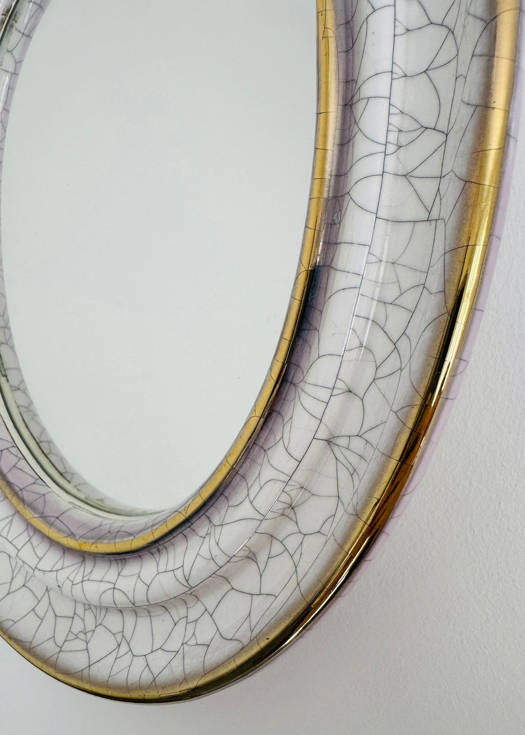 Craquelé Terracotta Wall Mirror by Gmundner Keramik, Austria, c.1950s