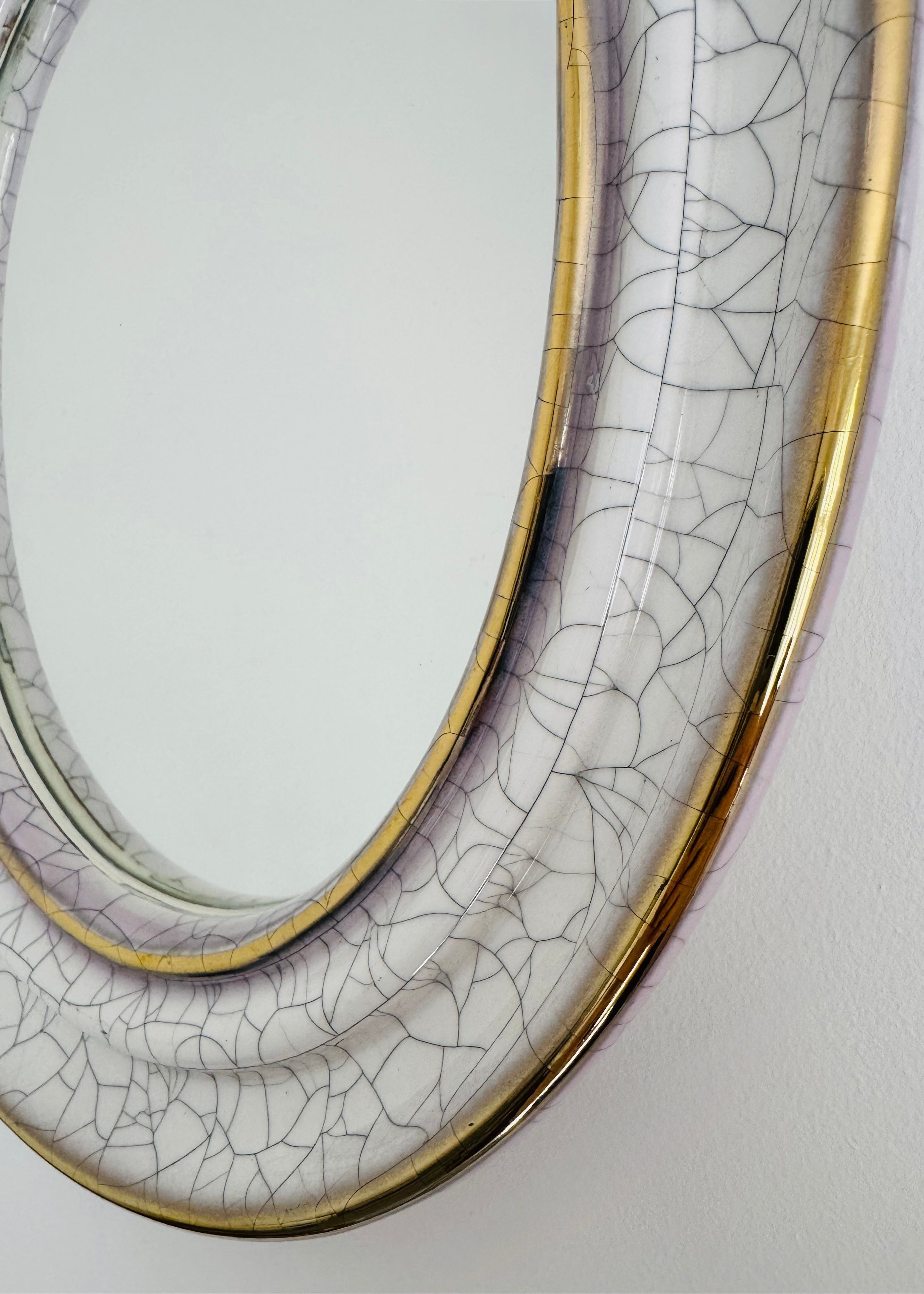 Craquelé Terracotta Wall Mirror by Gmundner Keramik, Austria, c.1950s