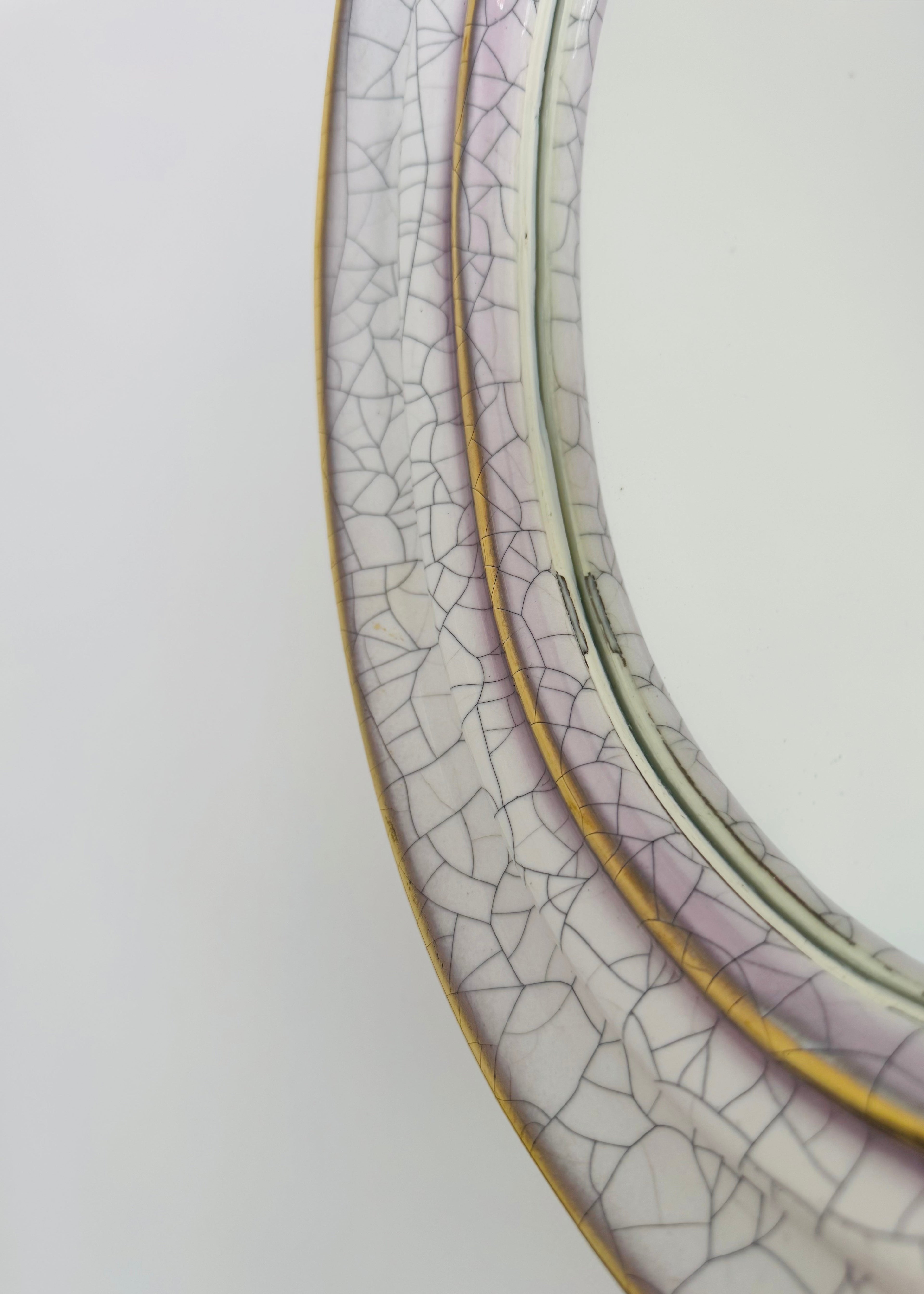 Craquelé Terracotta Wall Mirror by Gmundner Keramik, Austria, c.1950s