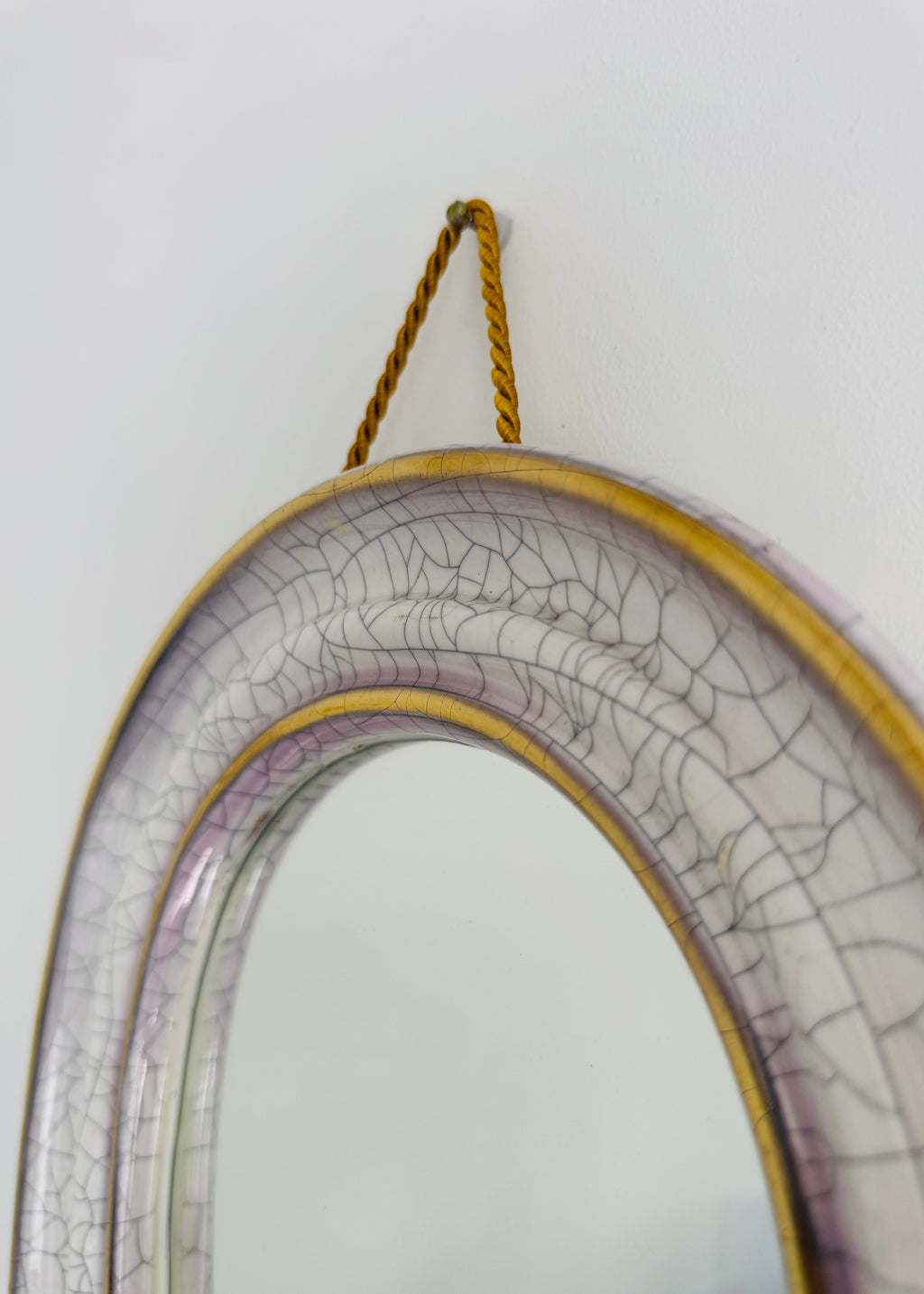 Craquelé Terracotta Wall Mirror by Gmundner Keramik, Austria, c.1950s