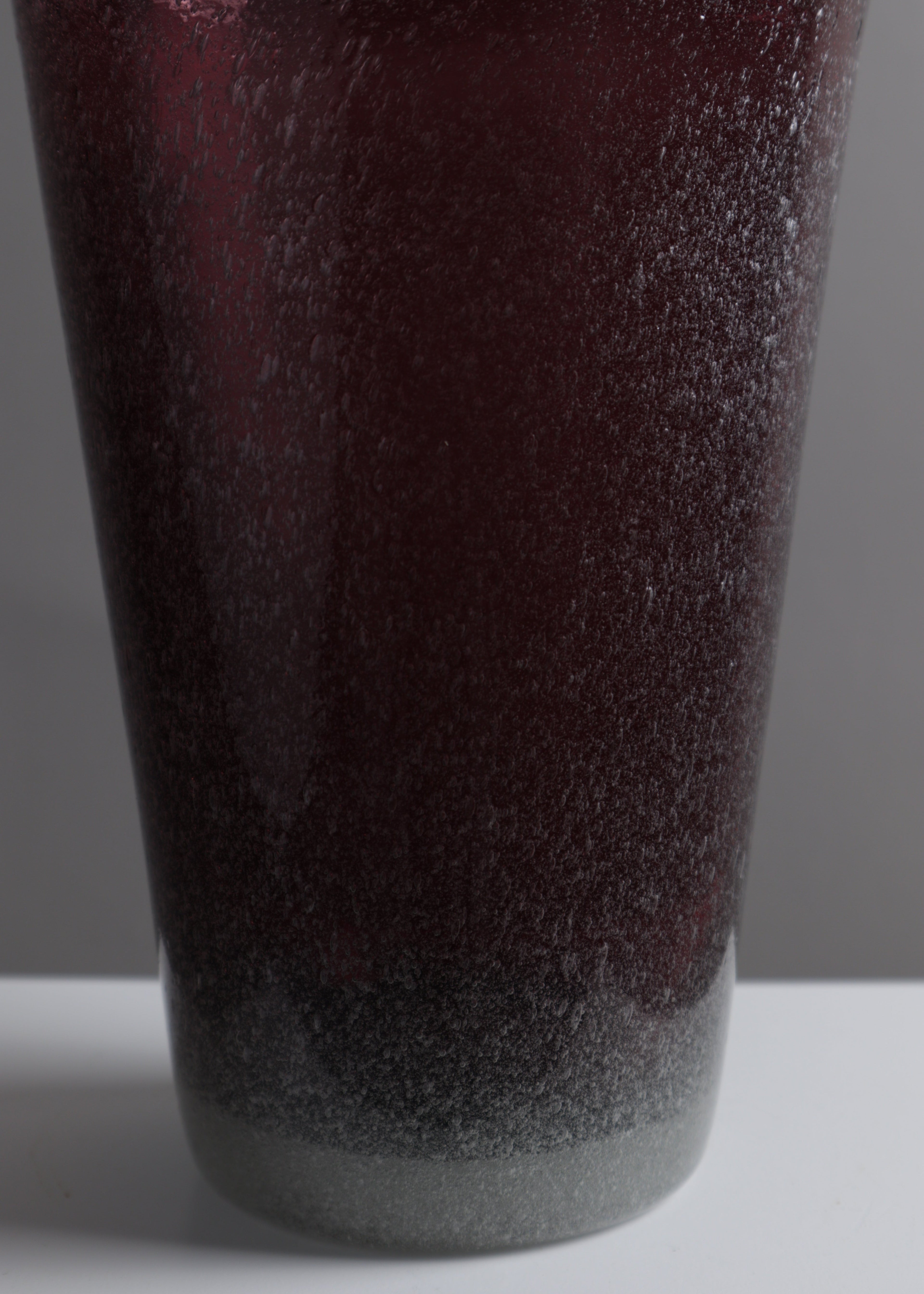 Plum Pulegoso Glass Vase, Italy, c.1980s