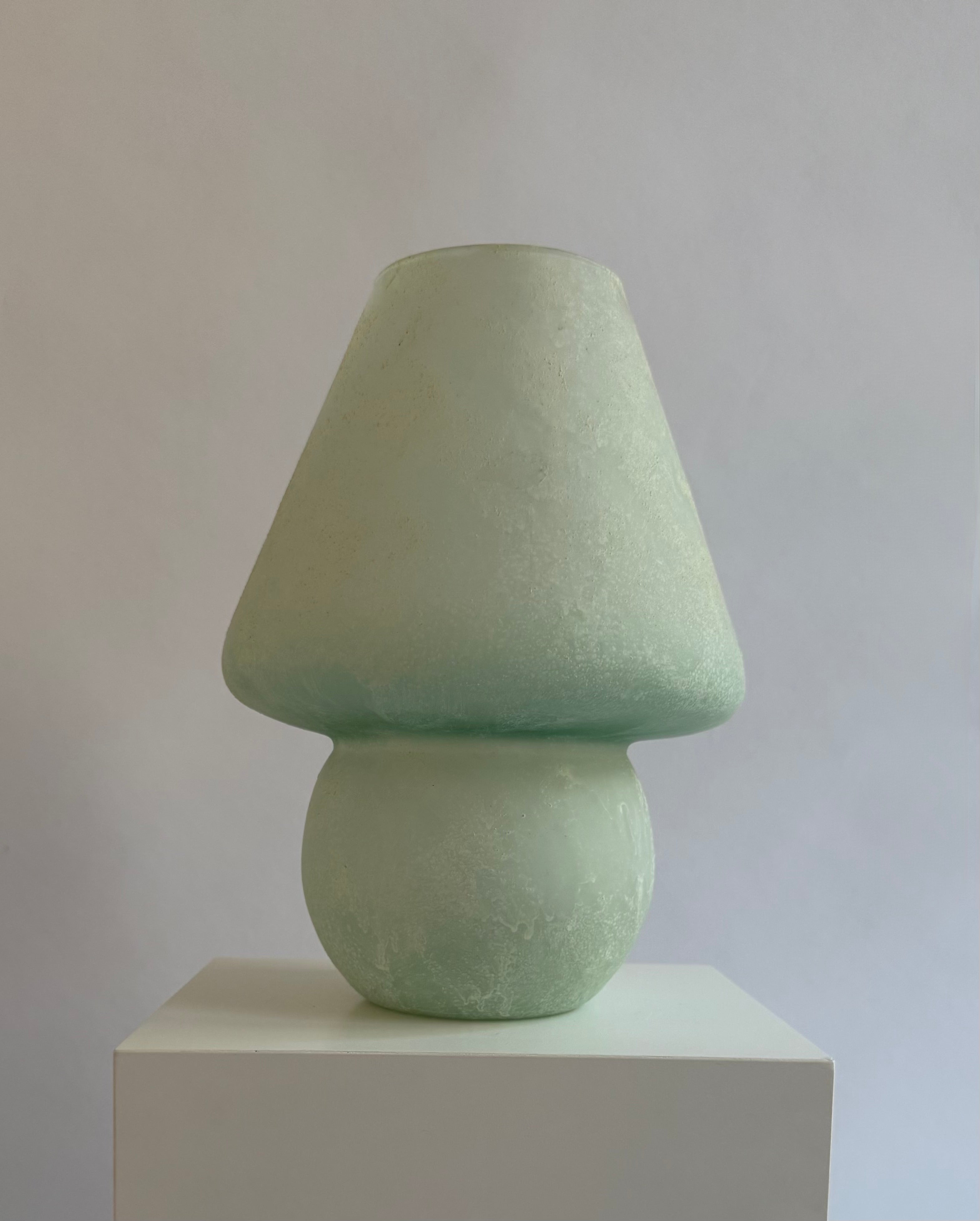 Murano Scavo Style Glass Mushroom Table Lamp, Italy, c.1970s