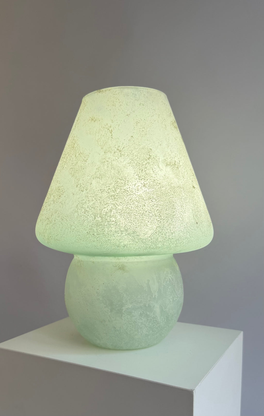 Murano Scavo Style Glass Mushroom Table Lamp, Italy, c.1970s
