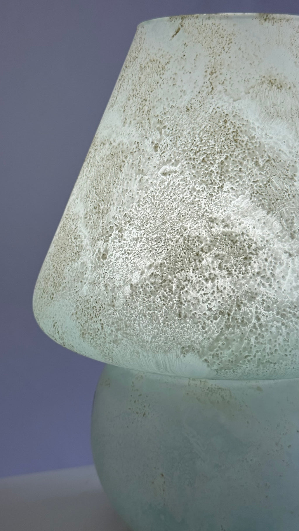 Murano Scavo Style Glass Mushroom Table Lamp, Italy, c.1970s