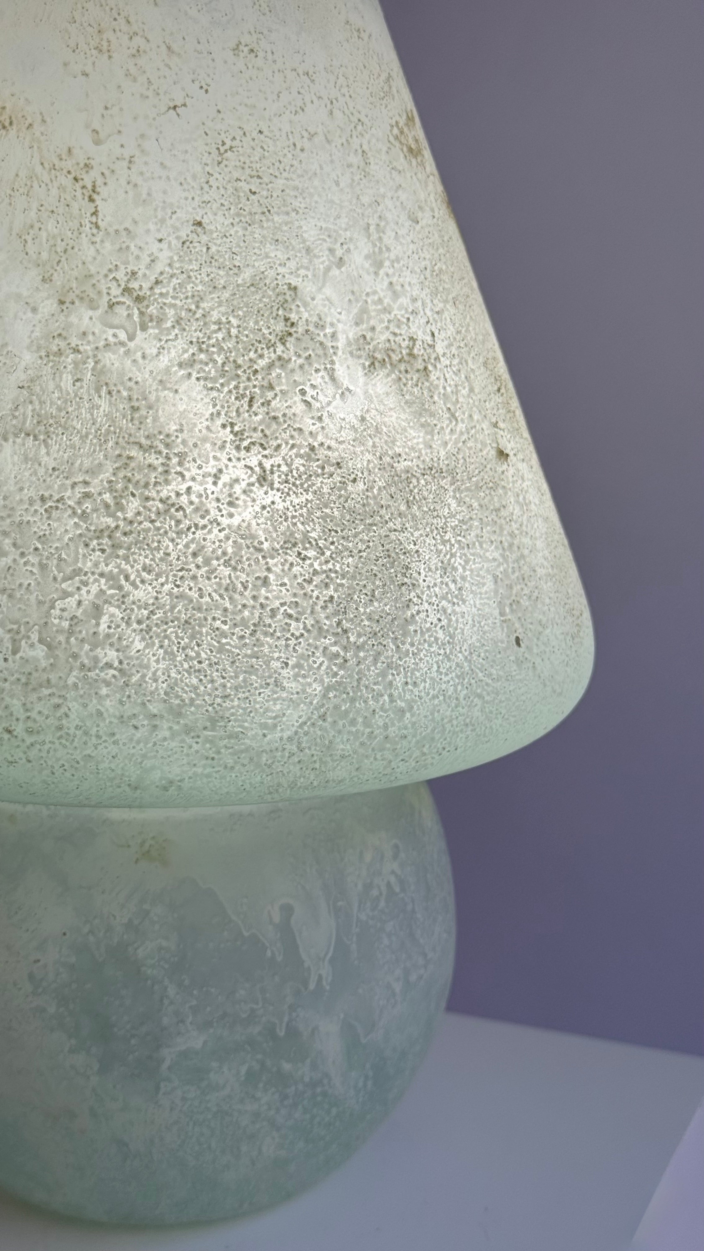 Murano Scavo Style Glass Mushroom Table Lamp, Italy, c.1970s