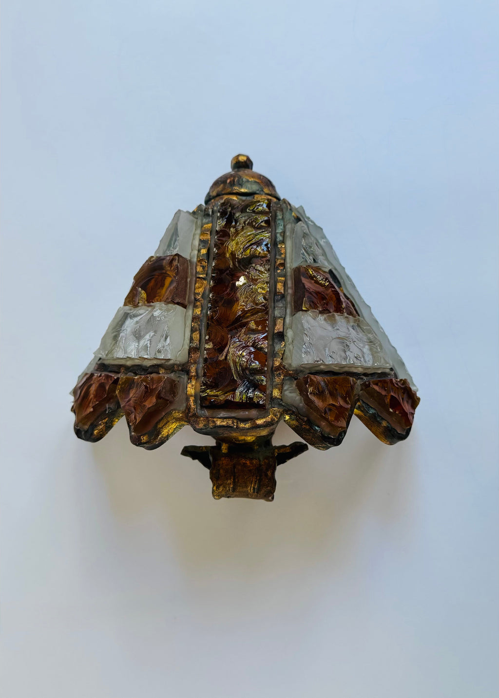 Poliarte Brutalist Murano Glass Wall Sconce by Albano Poli, Italy, c.1960s-1970s