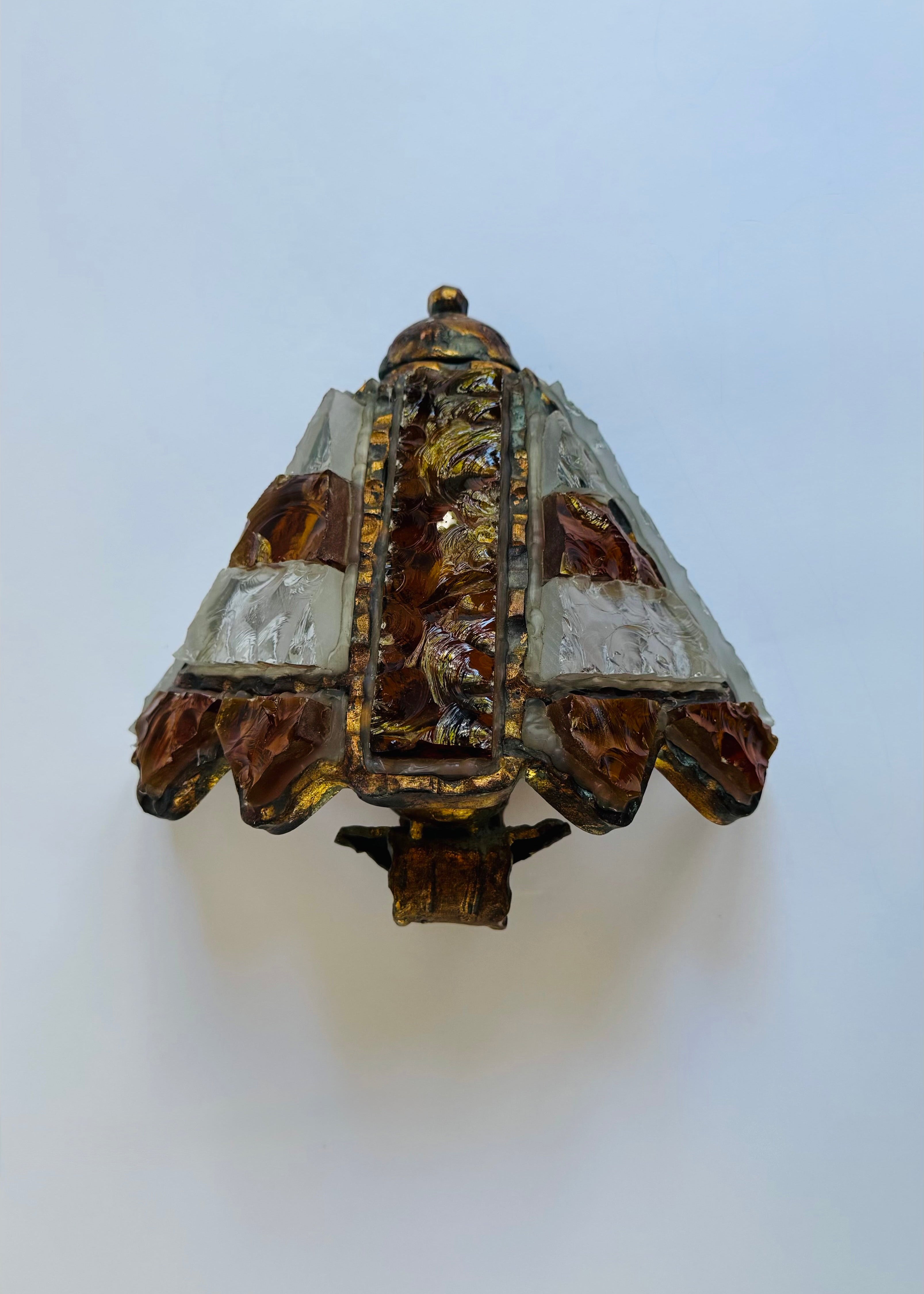 Poliarte Brutalist Murano Glass Wall Sconce by Albano Poli, Italy, c.1960s-1970s