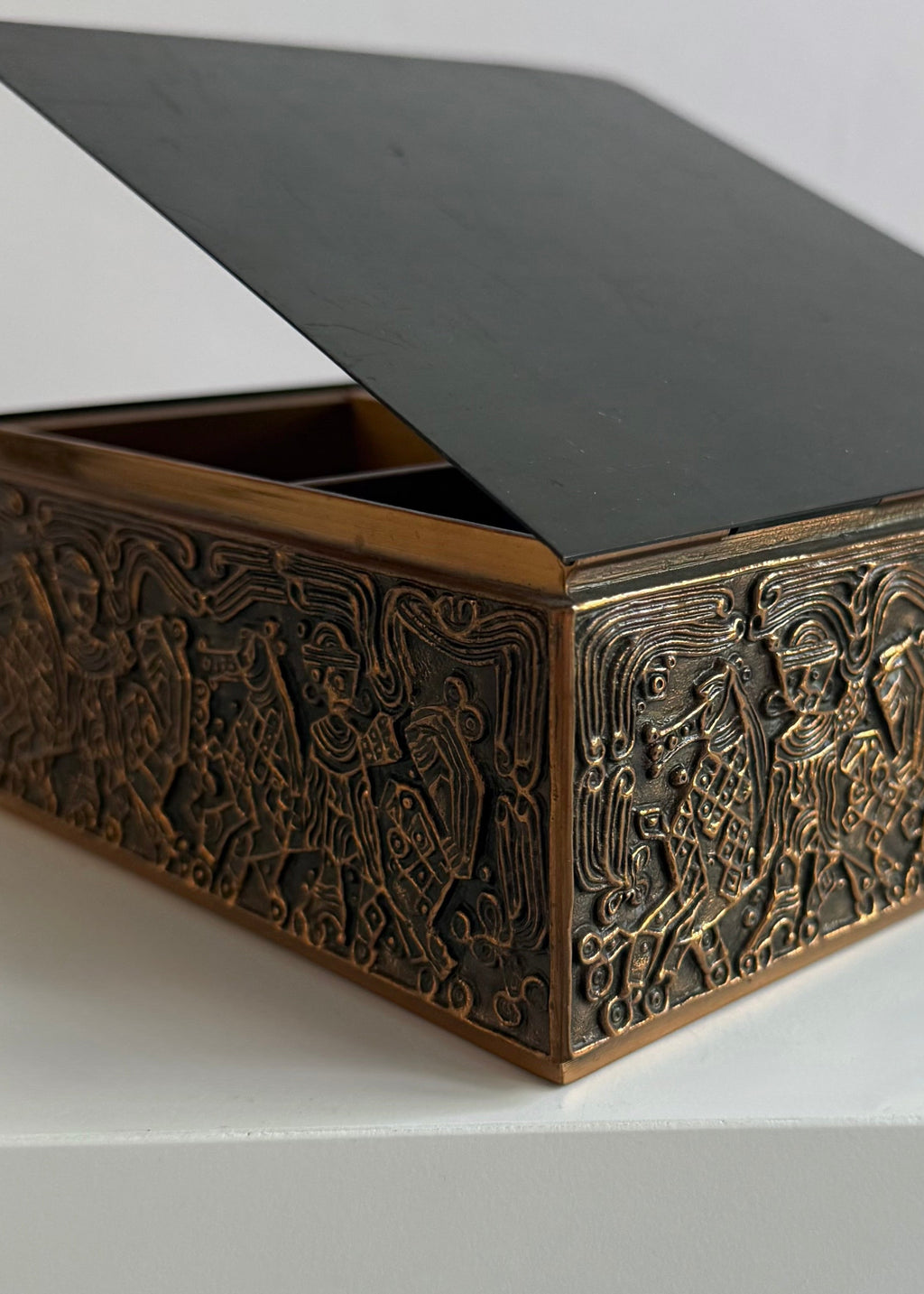 Brutalist Copper Relief Box with Horse Frieze, Hungary, c.1970s