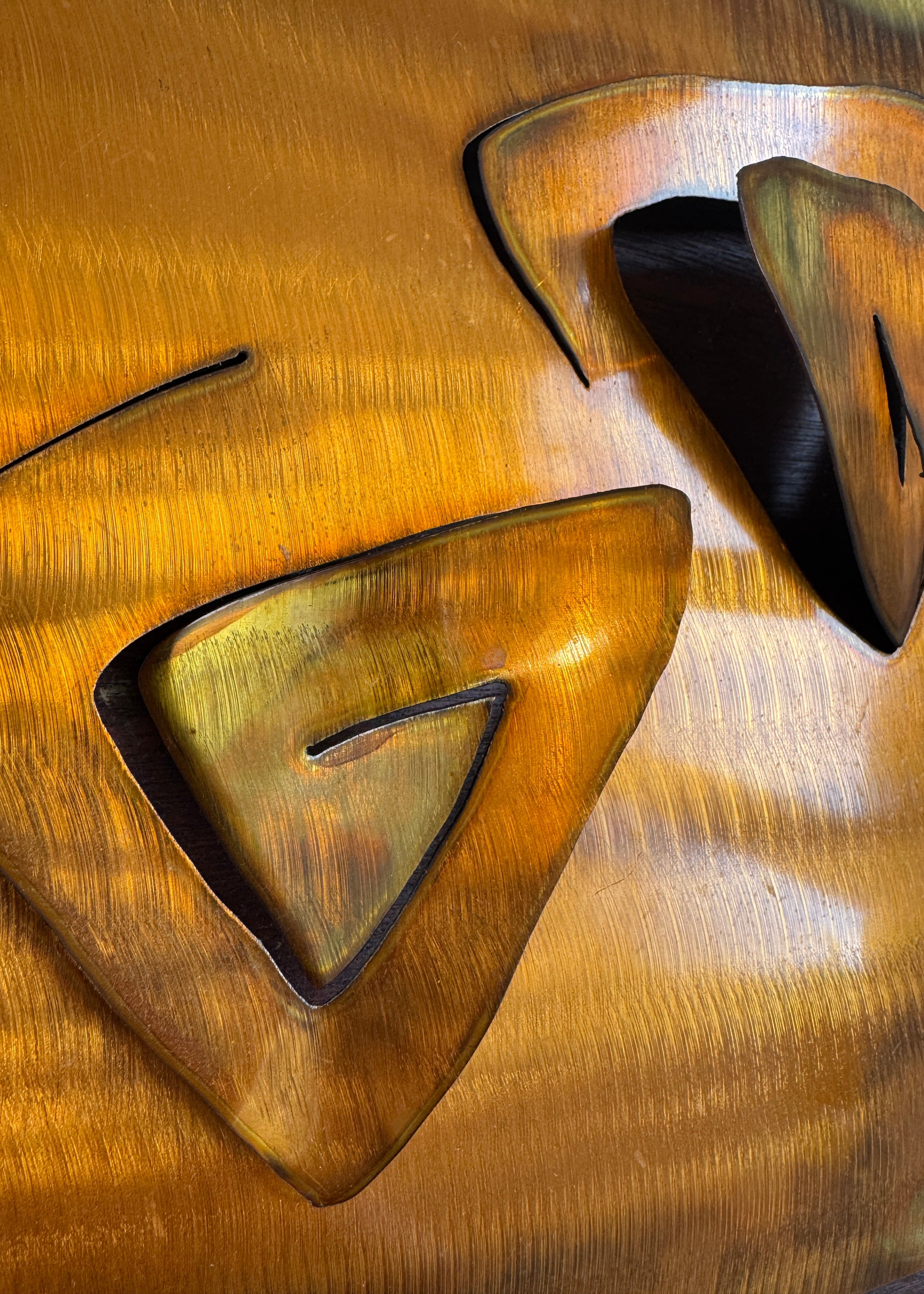 Pair of Abstract Hammered Copper Wall Panels, Early 2000s