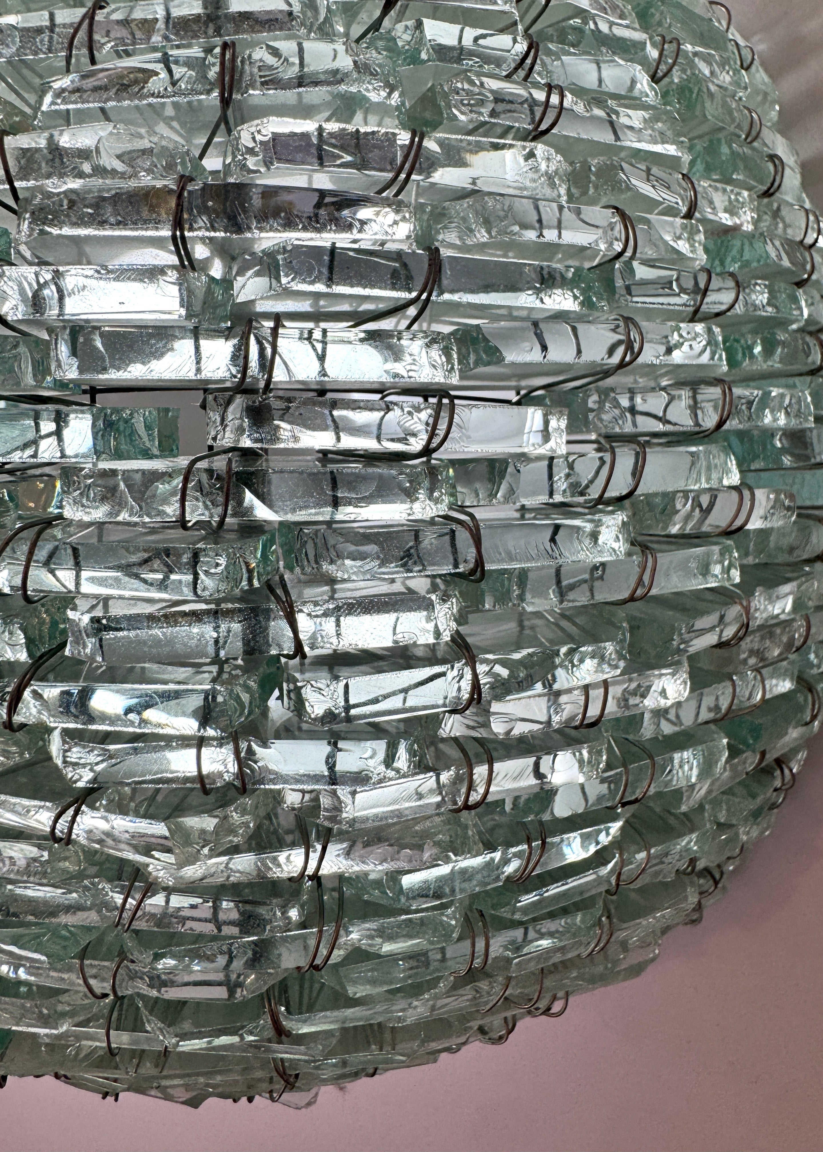 Pair of Dome Segmented Glass Wall Sconces, Italy, c.1970s-1980s