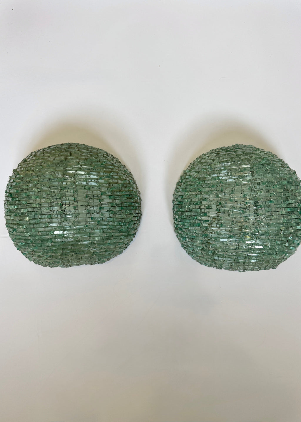 Pair of Dome Segmented Glass Wall Sconces, Italy, c.1970s-1980s