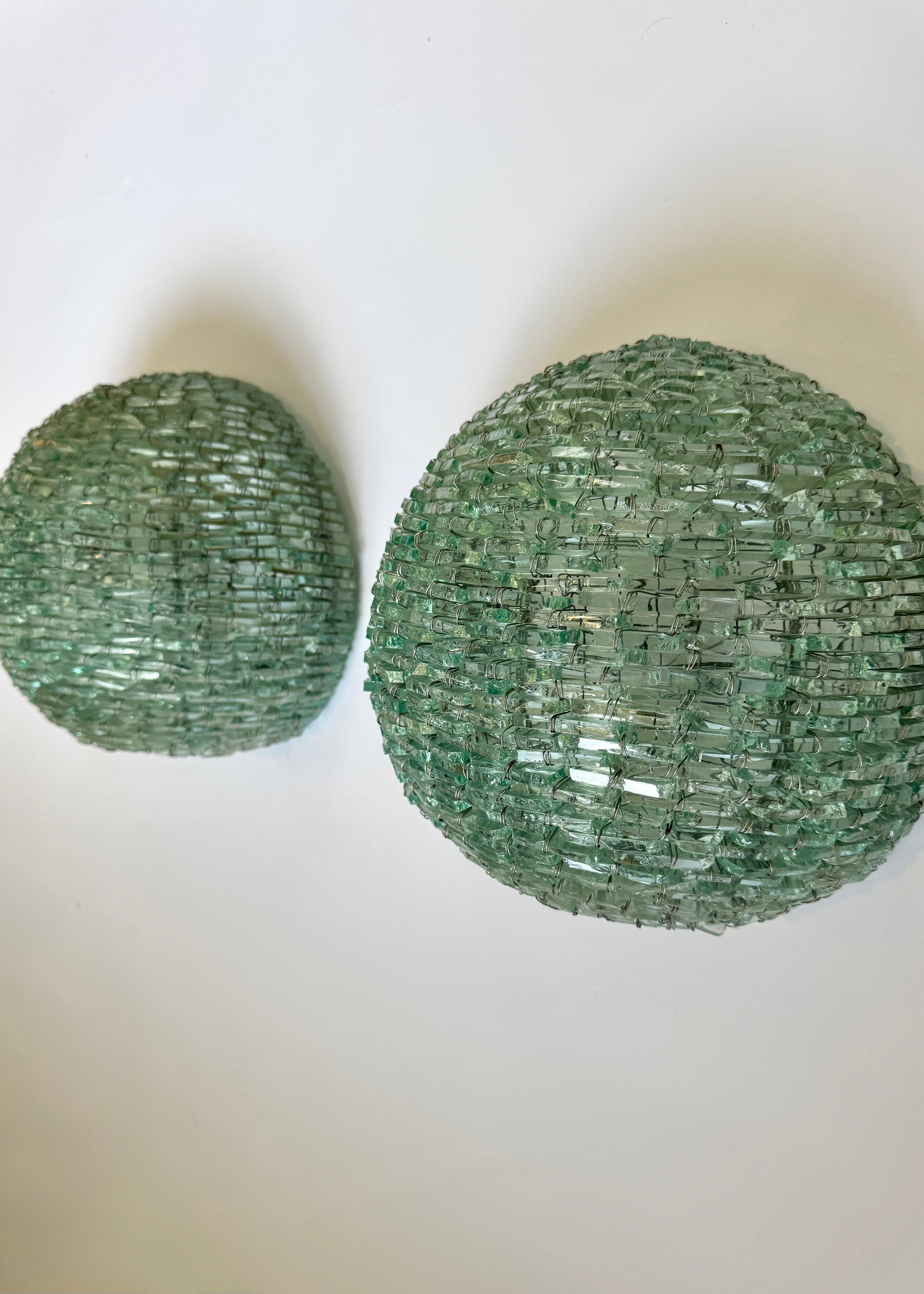 Pair of Dome Segmented Glass Wall Sconces, Italy, c.1970s-1980s