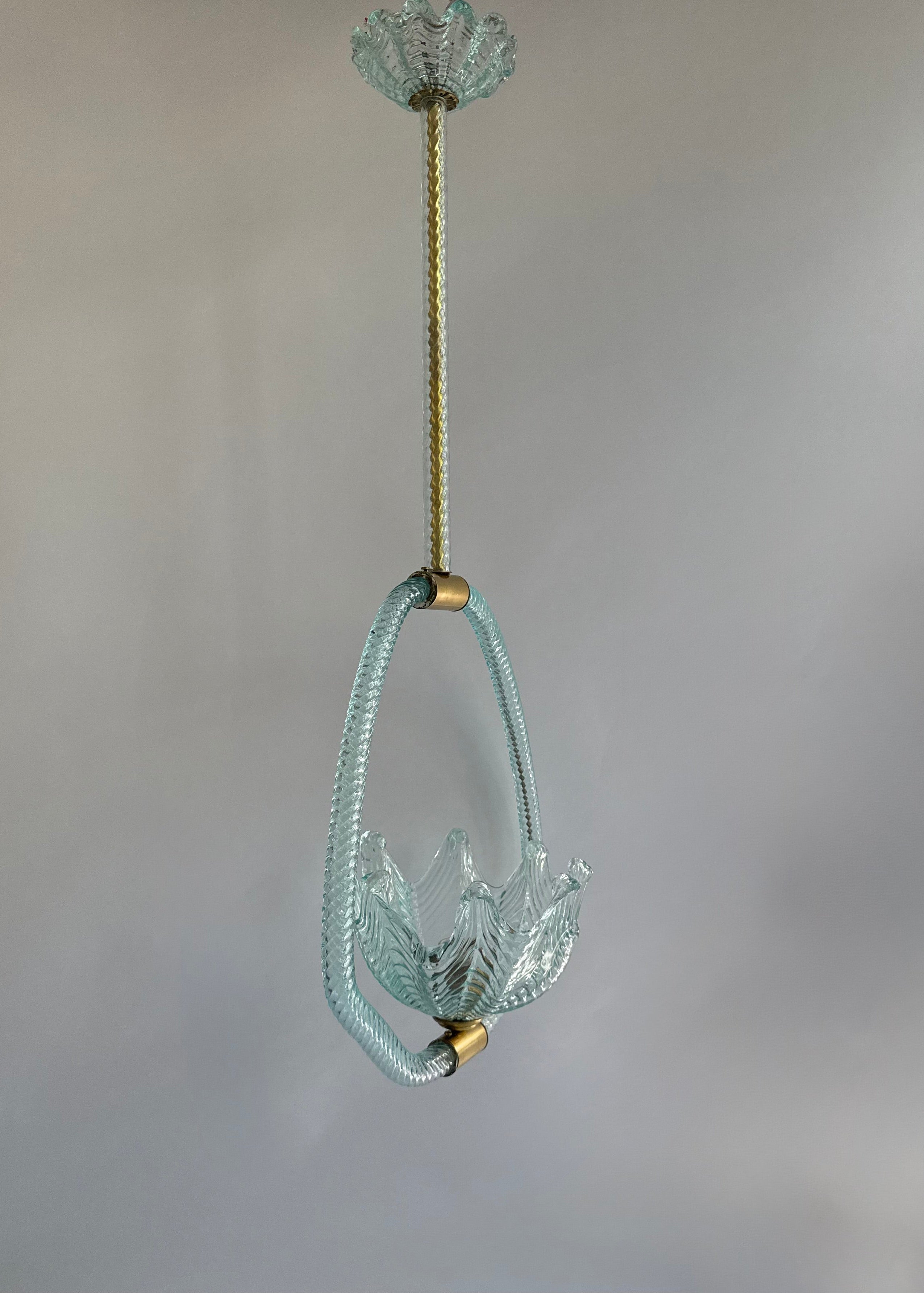 Barovier & Toso Murano Aqua Glass Pendant Light, Italy, c.1950s-1960s