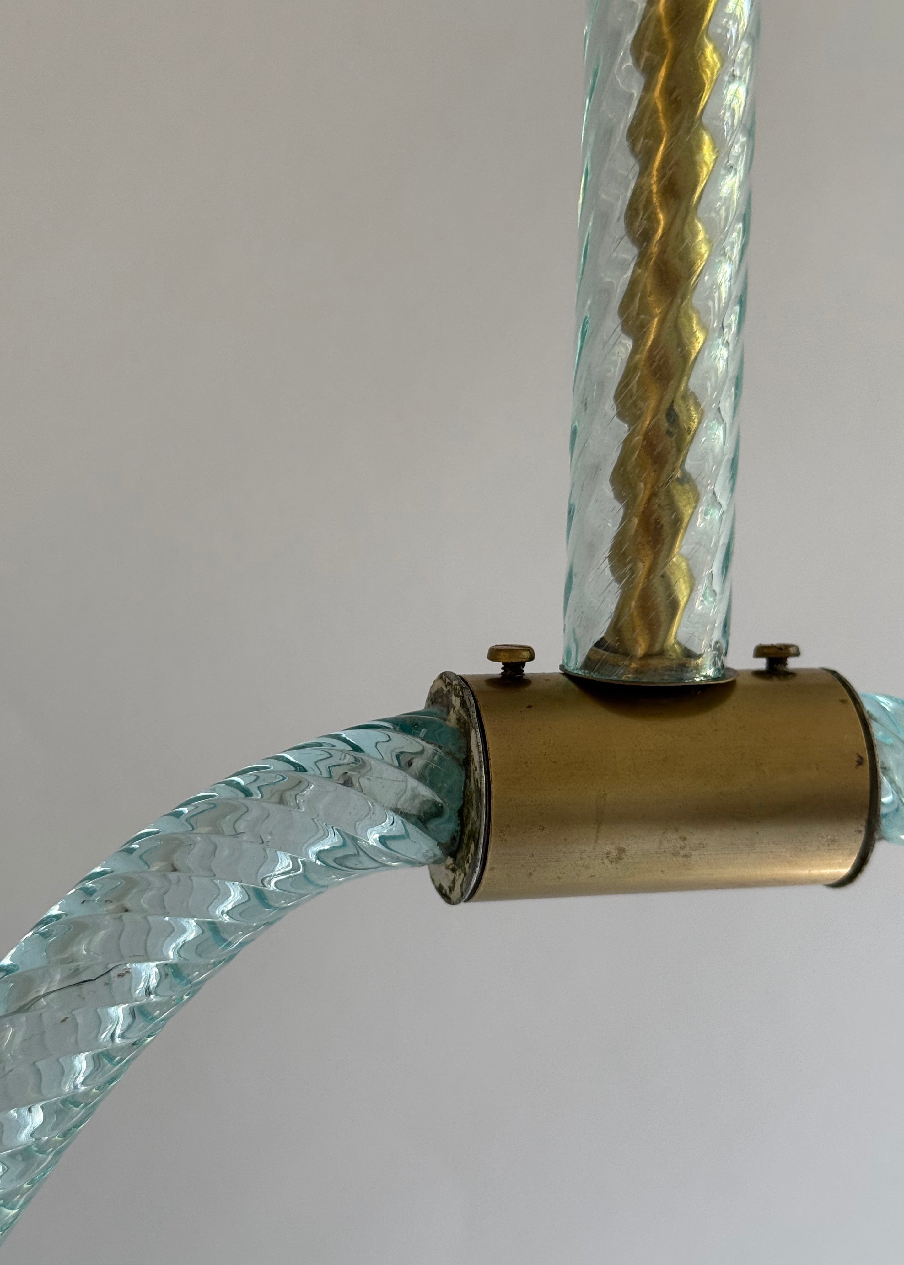 Barovier & Toso Murano Aqua Glass Pendant Light, Italy, c.1950s-1960s