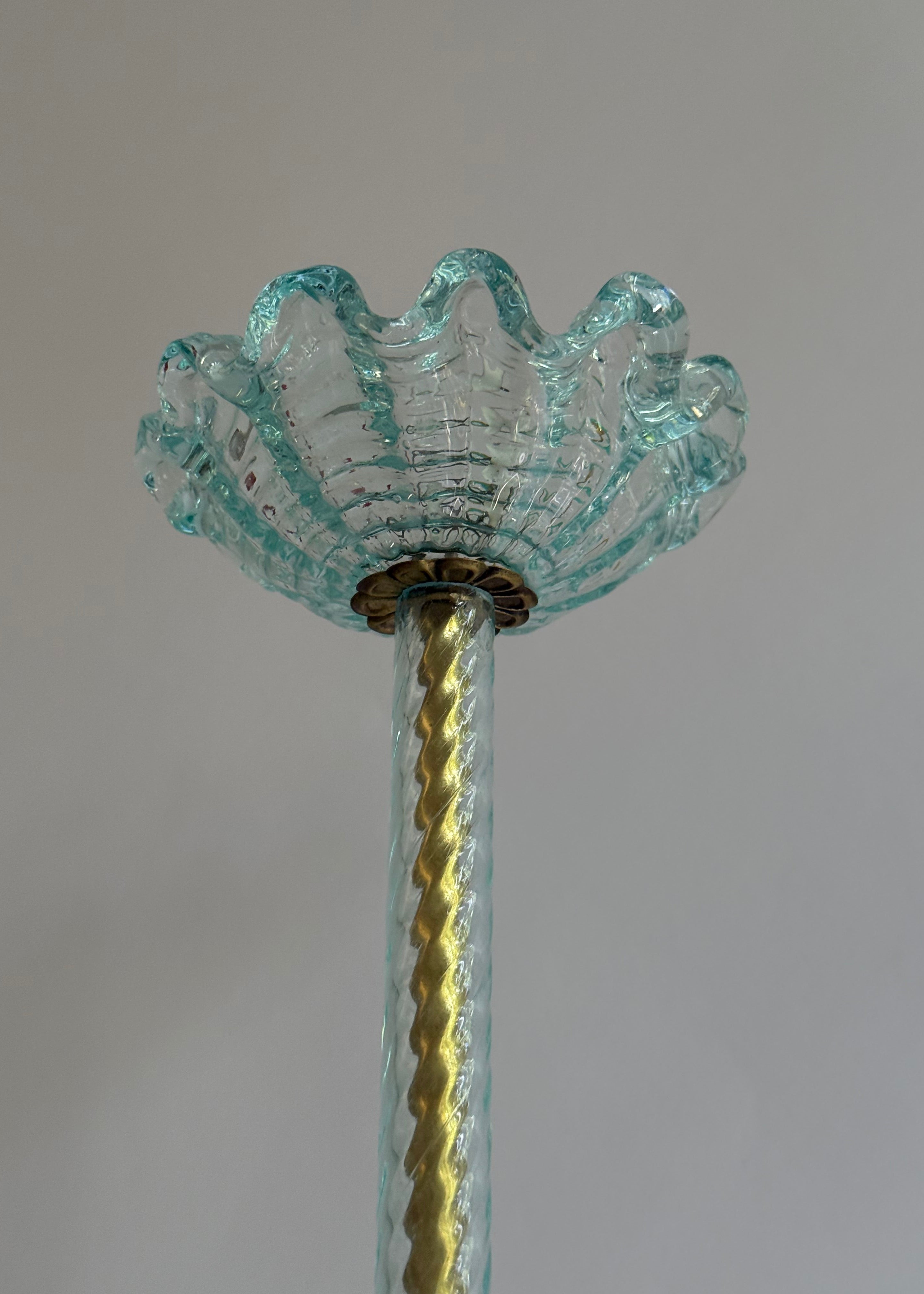 Barovier & Toso Murano Aqua Glass Pendant Light, Italy, c.1950s-1960s