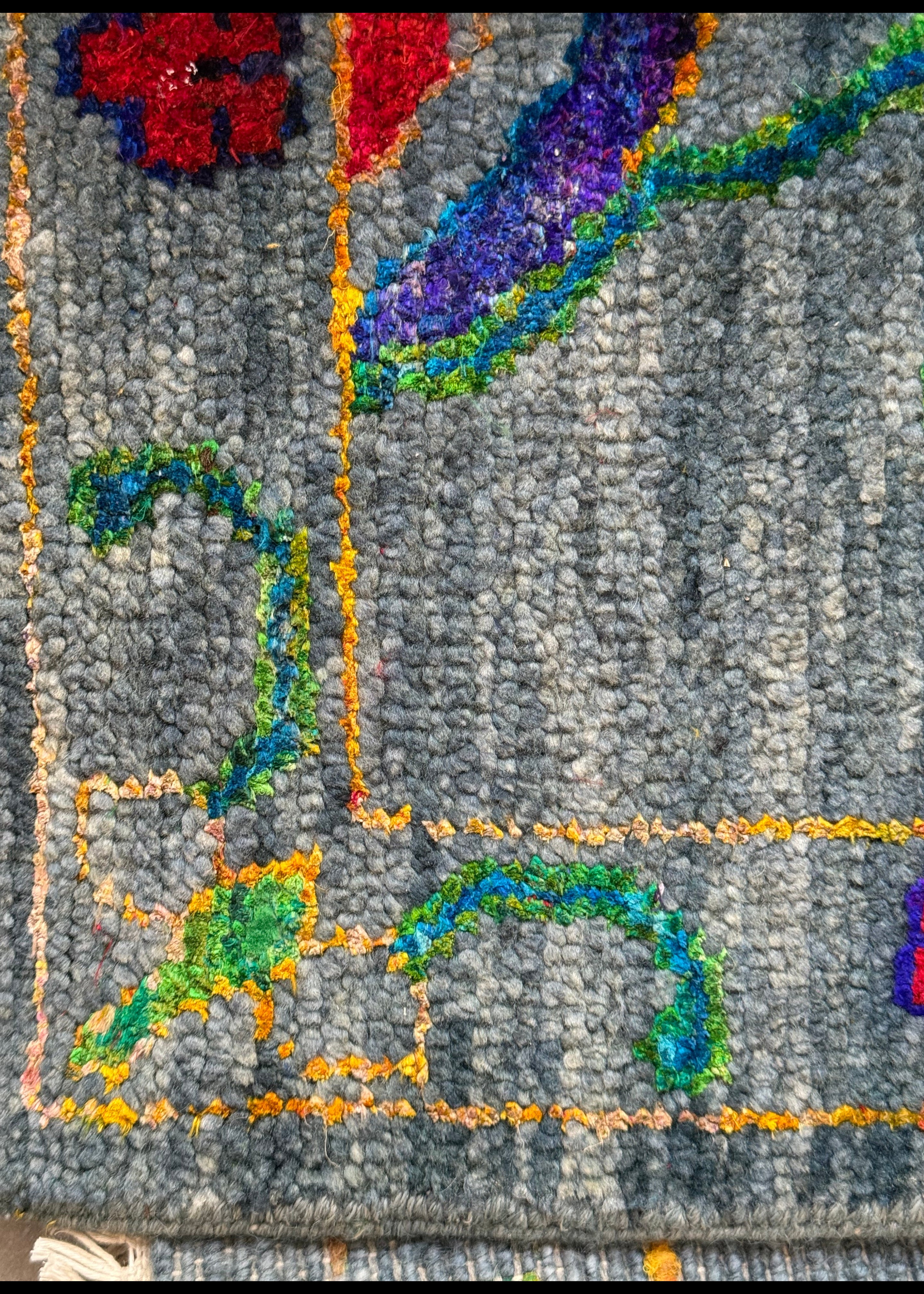 Hand-Knotted Botanical Field Design Rug, c.1990s-2000s