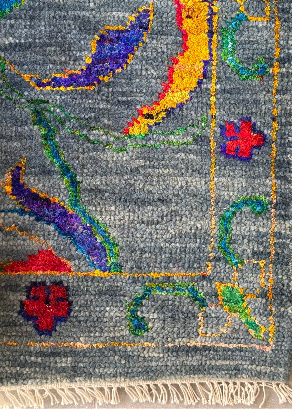Hand-Knotted Botanical Field Design Rug, c.1990s-2000s