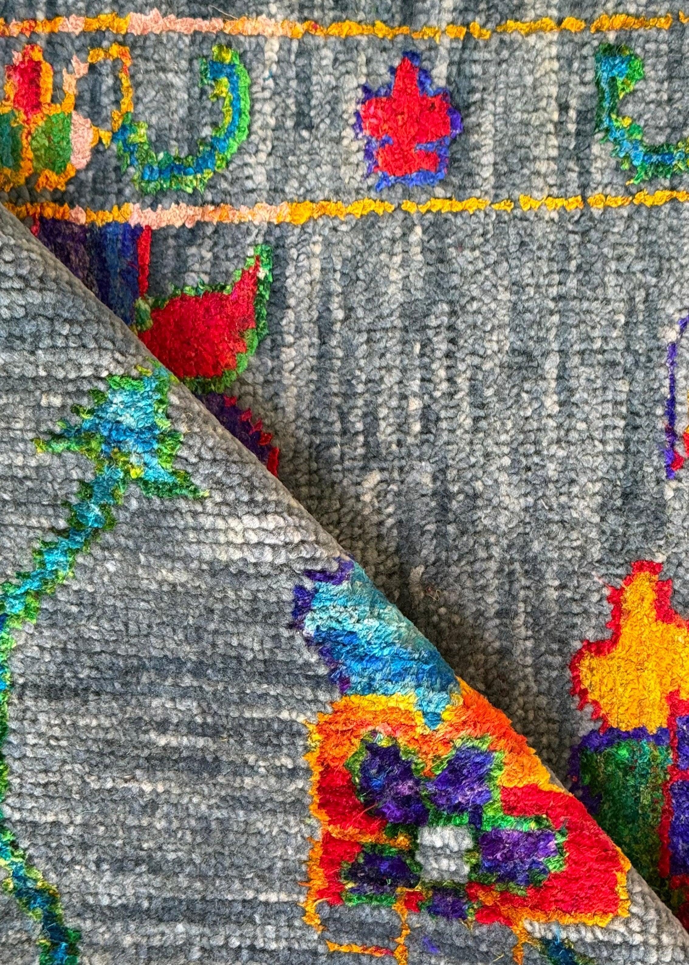 Hand-Knotted Botanical Field Design Rug, c.1990s-2000s