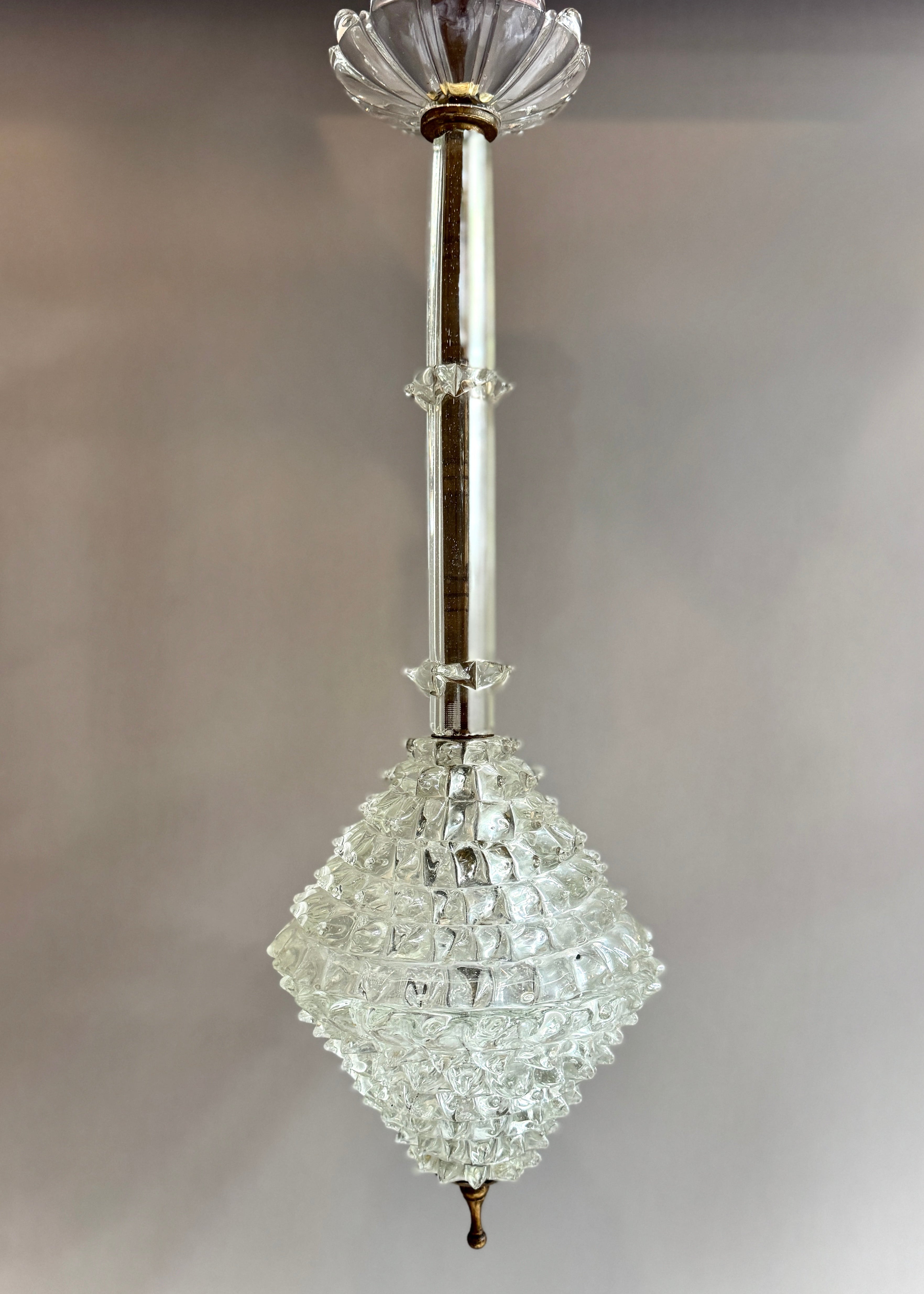 Murano Rostrato Glass Pendant Light, Italy, c.1930s-40s