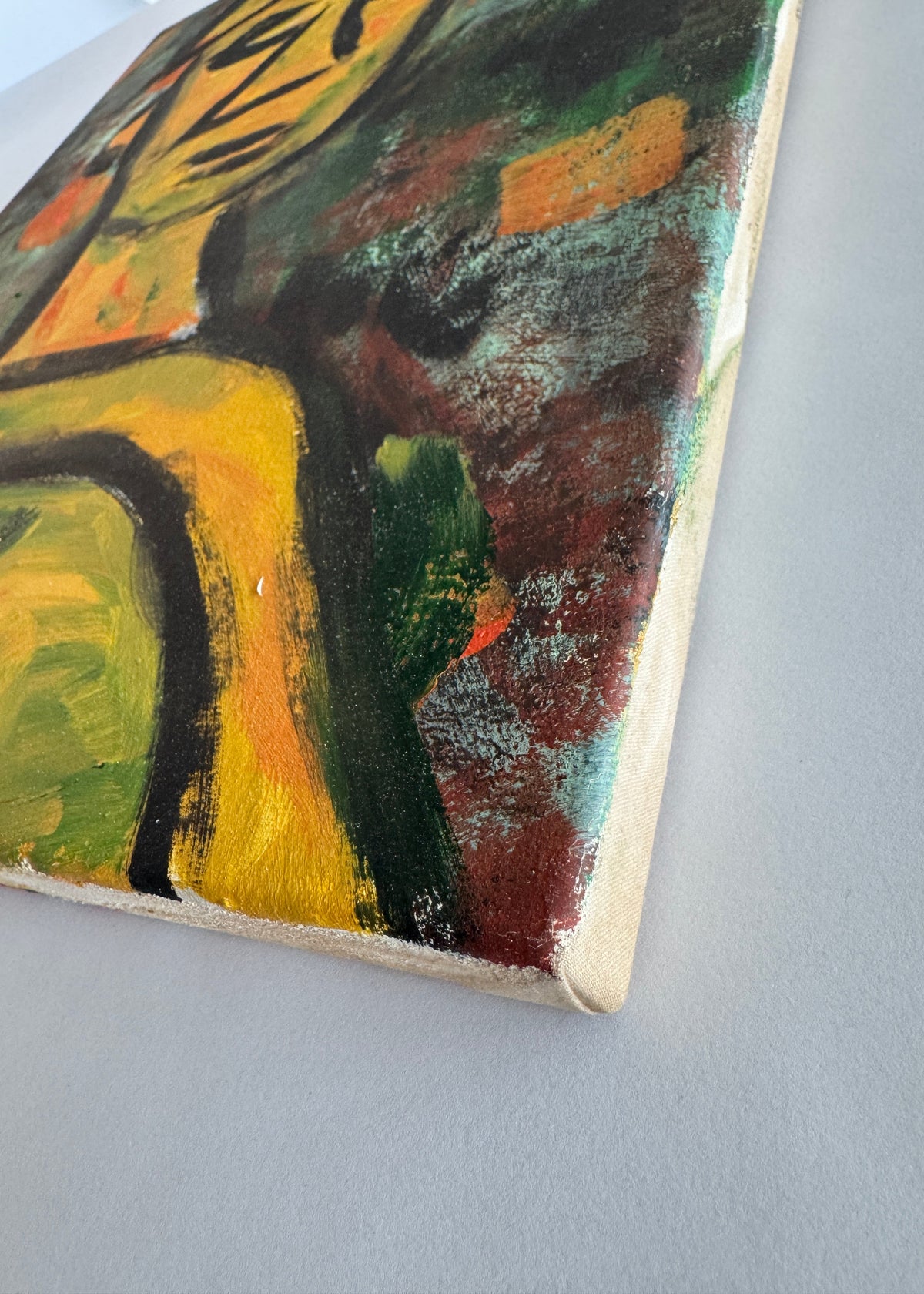 Mustard Yellow Expressionist Portrait, c. Mid-20th Century