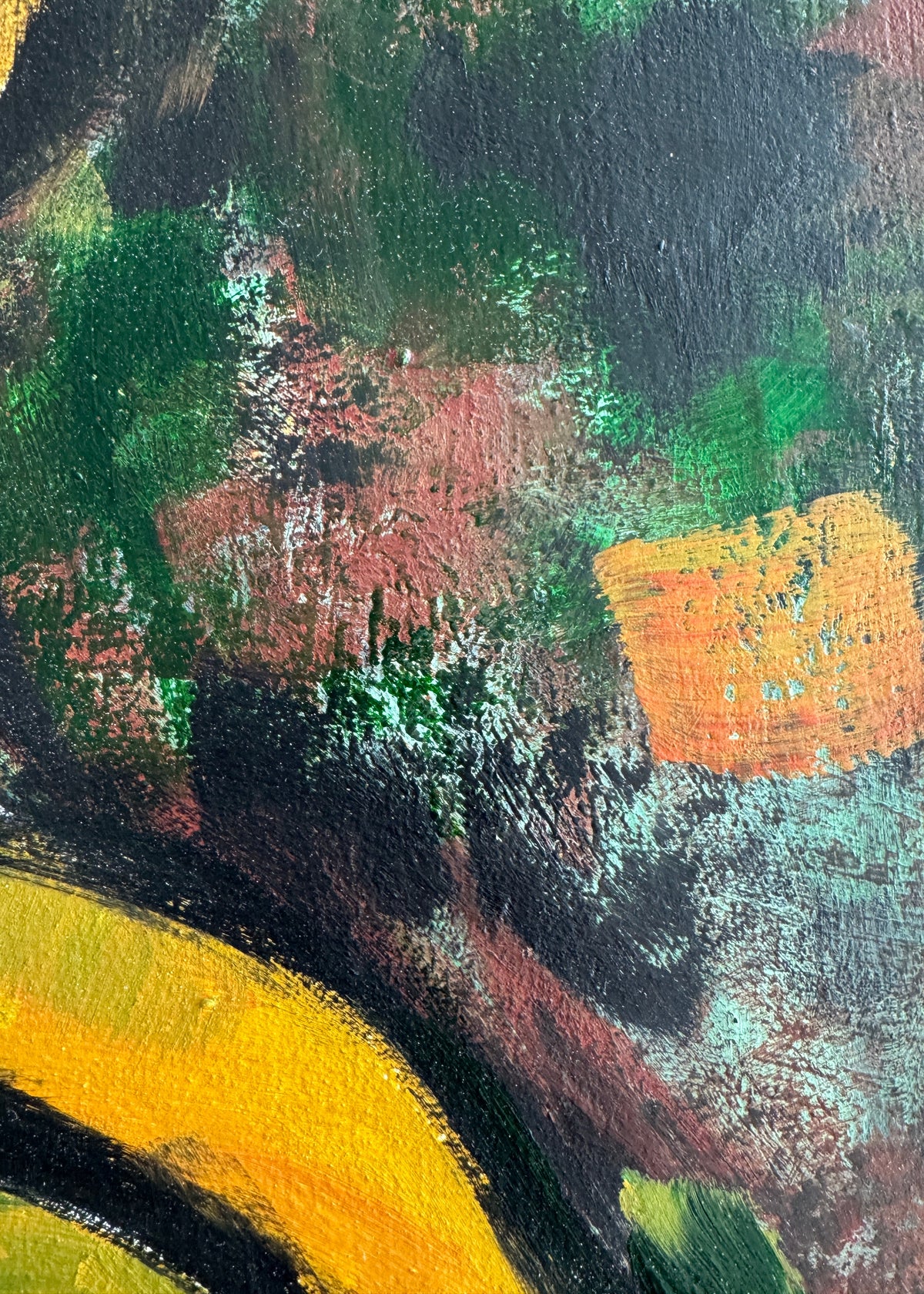 Mustard Yellow Expressionist Portrait, c. Mid-20th Century