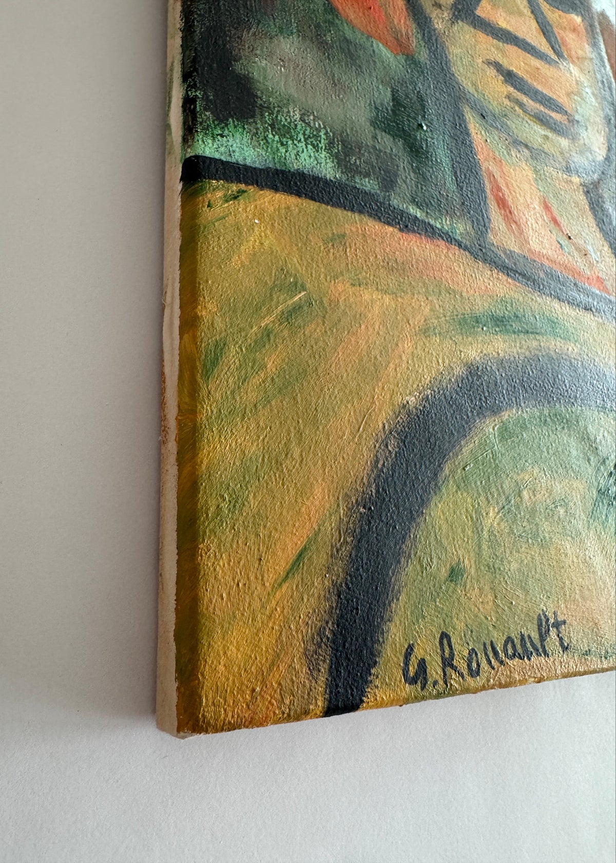 Mustard Yellow Expressionist Portrait, c. Mid-20th Century