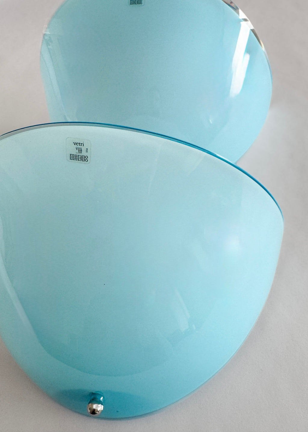 Pair of Vetri di Murano Blue Glass Wall Sconces for Zonca, Italy, c.1970s