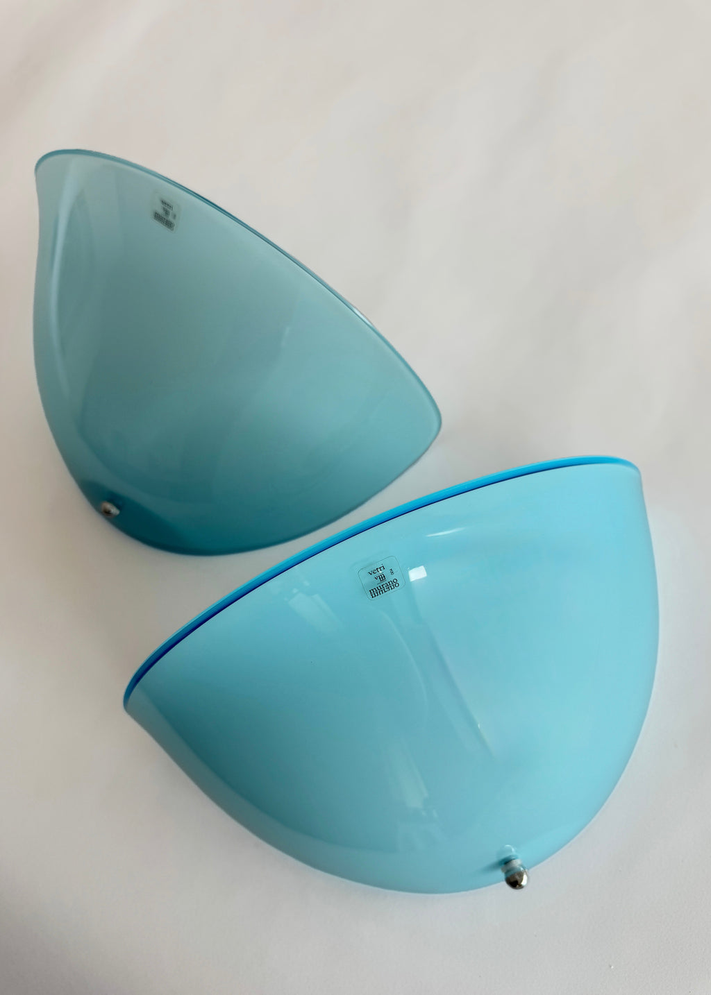 Pair of Vetri di Murano Blue Glass Wall Sconces for Zonca, Italy, c.1970s