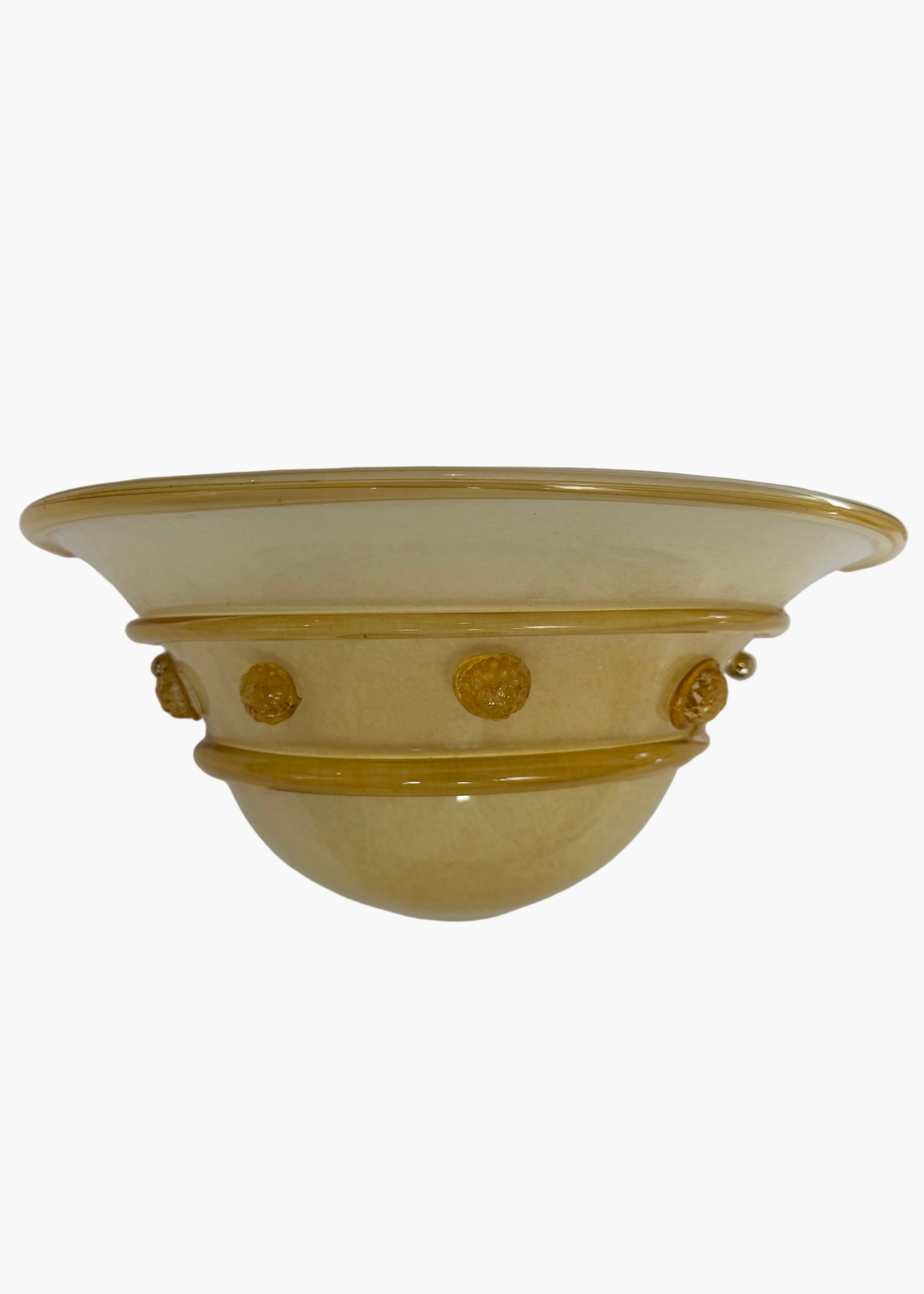 Pair of Alabaster Amber Murano Glass Wall Sconces, Italy, c.1960s