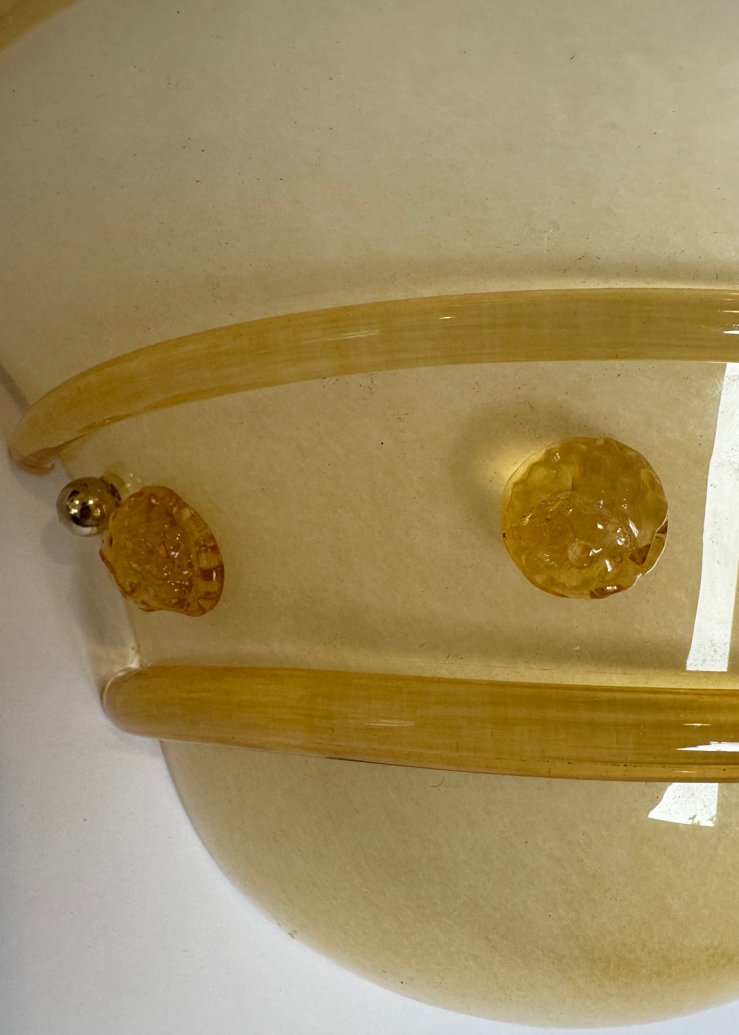Pair of Alabaster Amber Murano Glass Wall Sconces, Italy, c.1960s