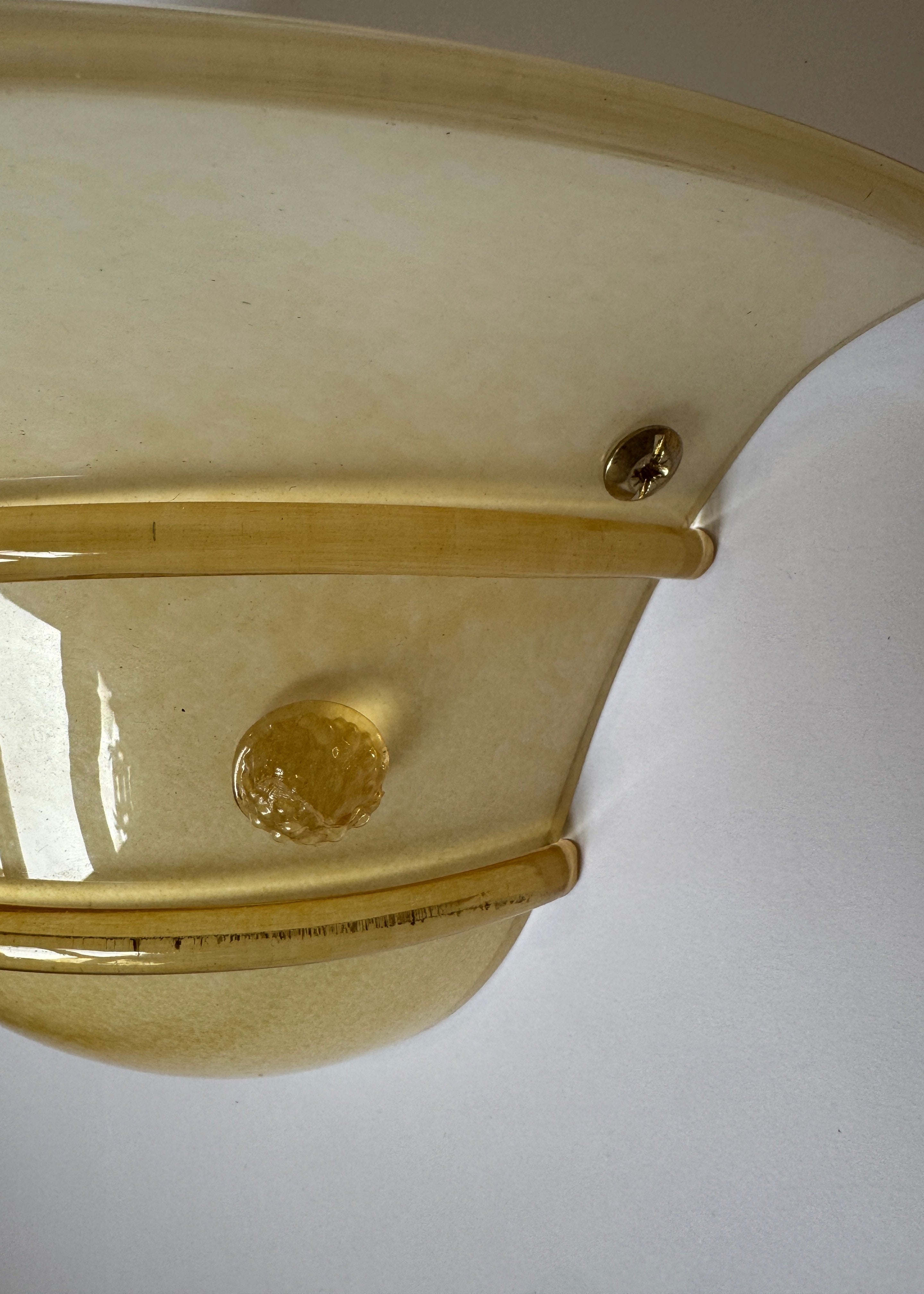 Pair of Alabaster Amber Murano Glass Wall Sconces, Italy, c.1960s