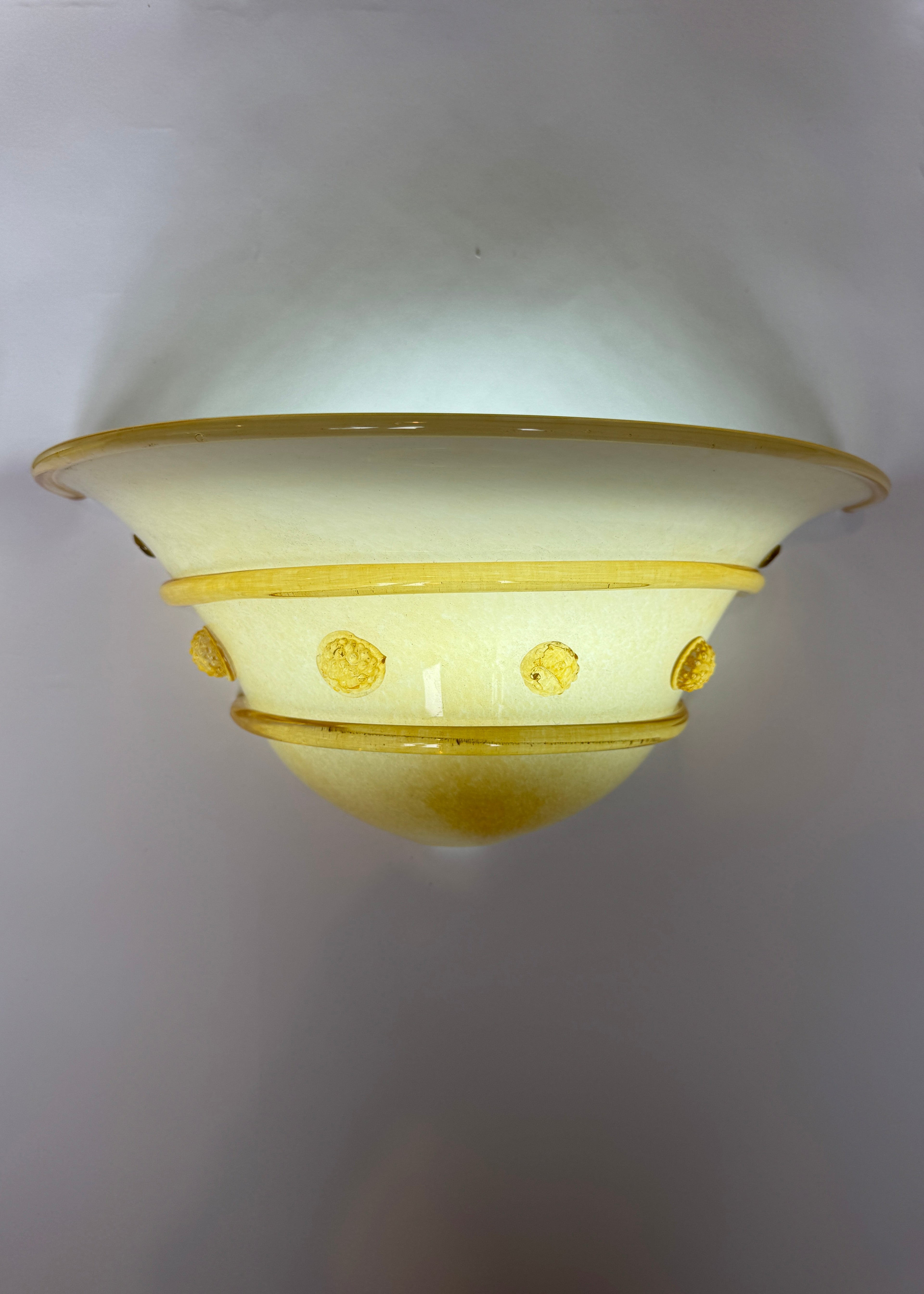 Pair of Alabaster Amber Murano Glass Wall Sconces, Italy, c.1960s