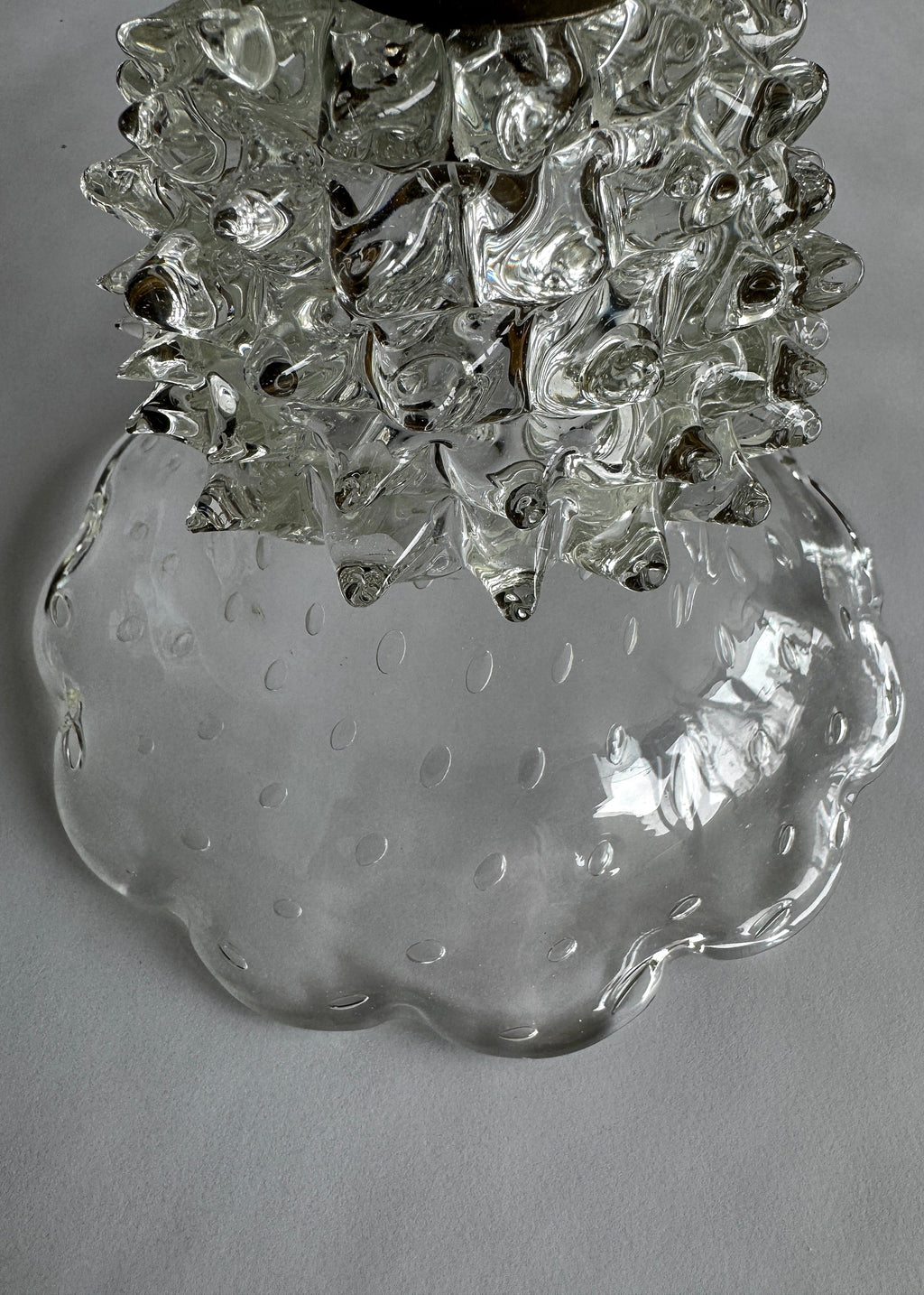 Pair of Art Deco rostrato Murano glass wall sconces, Italy circa 1940s.