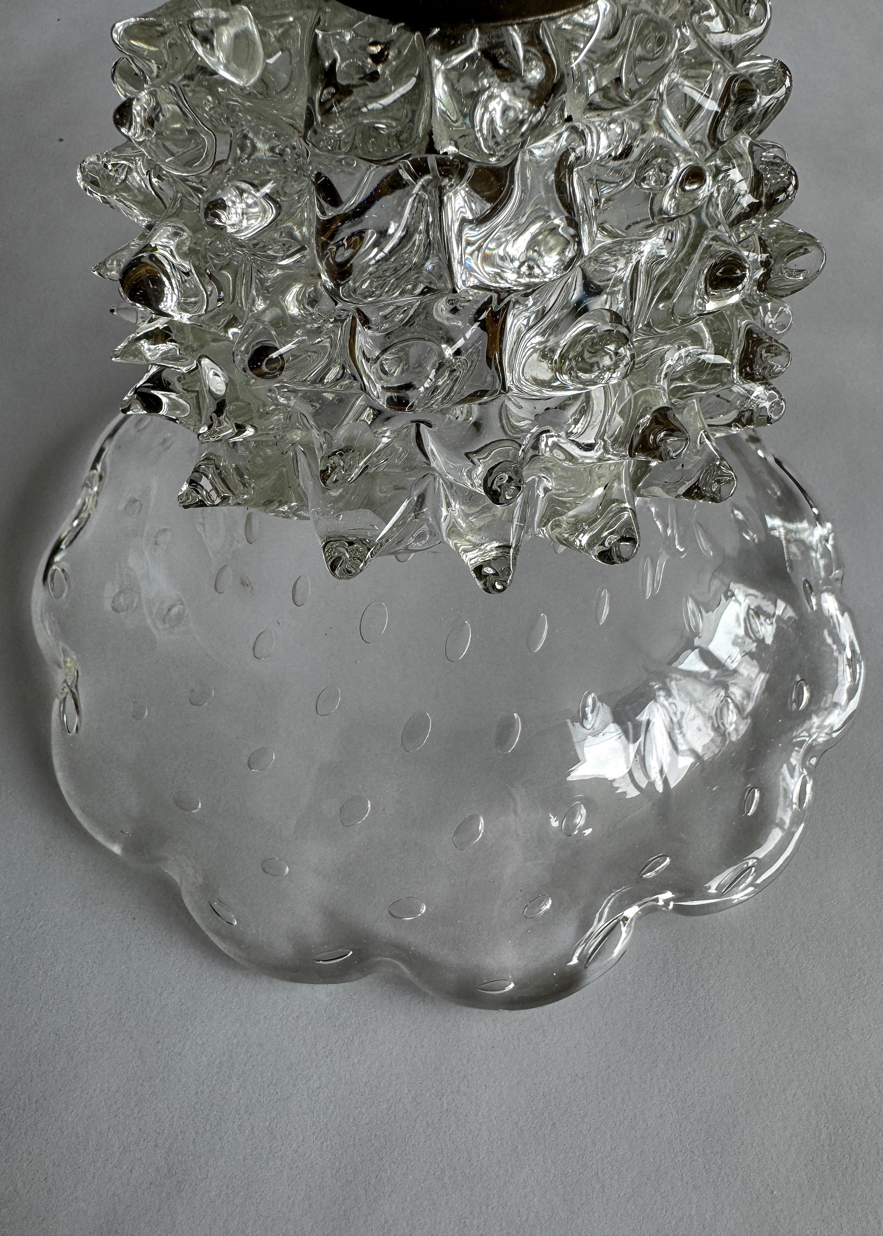 Pair of Art Deco rostrato Murano glass wall sconces, Italy circa 1940s.