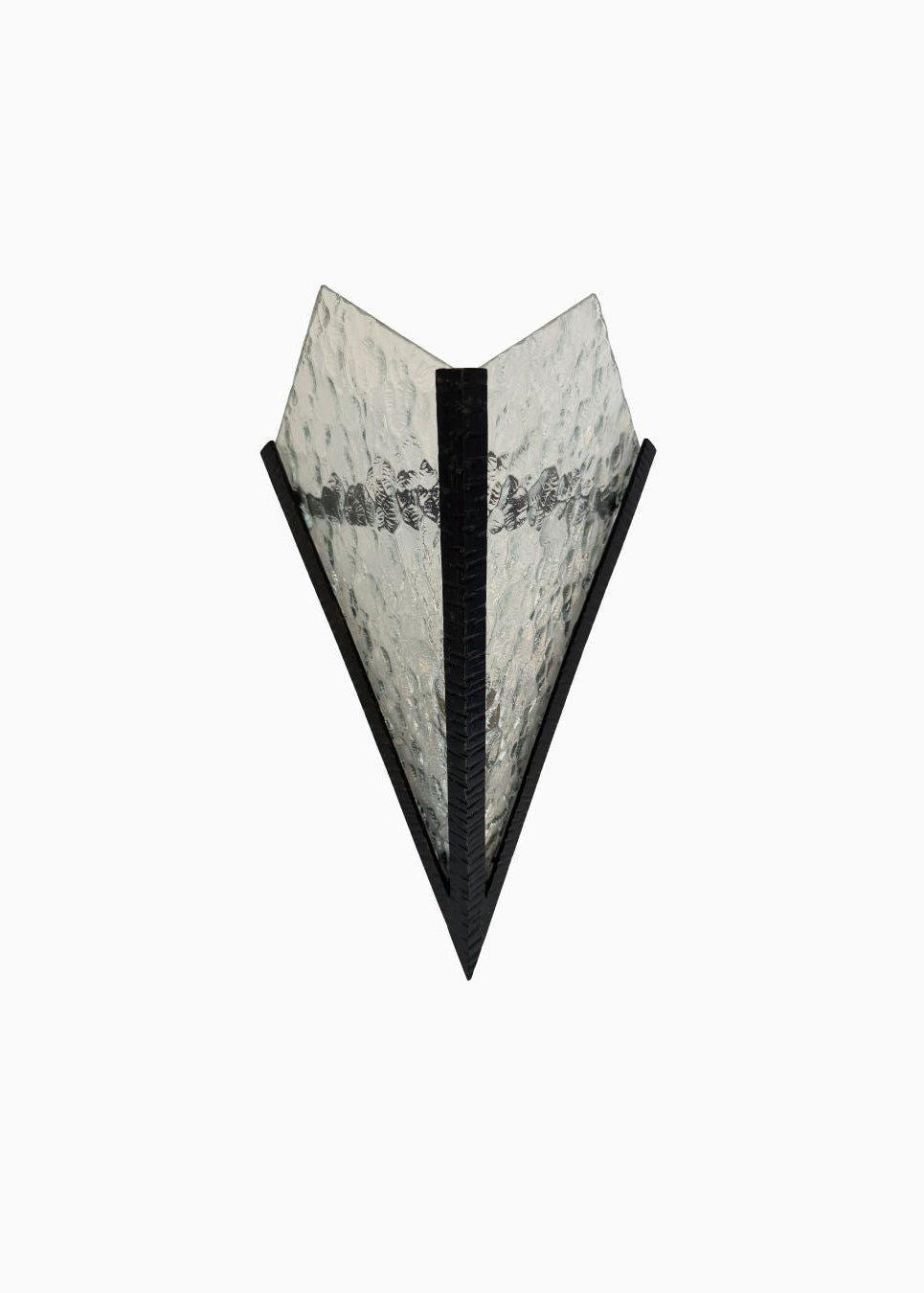 Pair of Art Deco Iron & Textured Glass Diamond Wall Lights, France, c.1930s