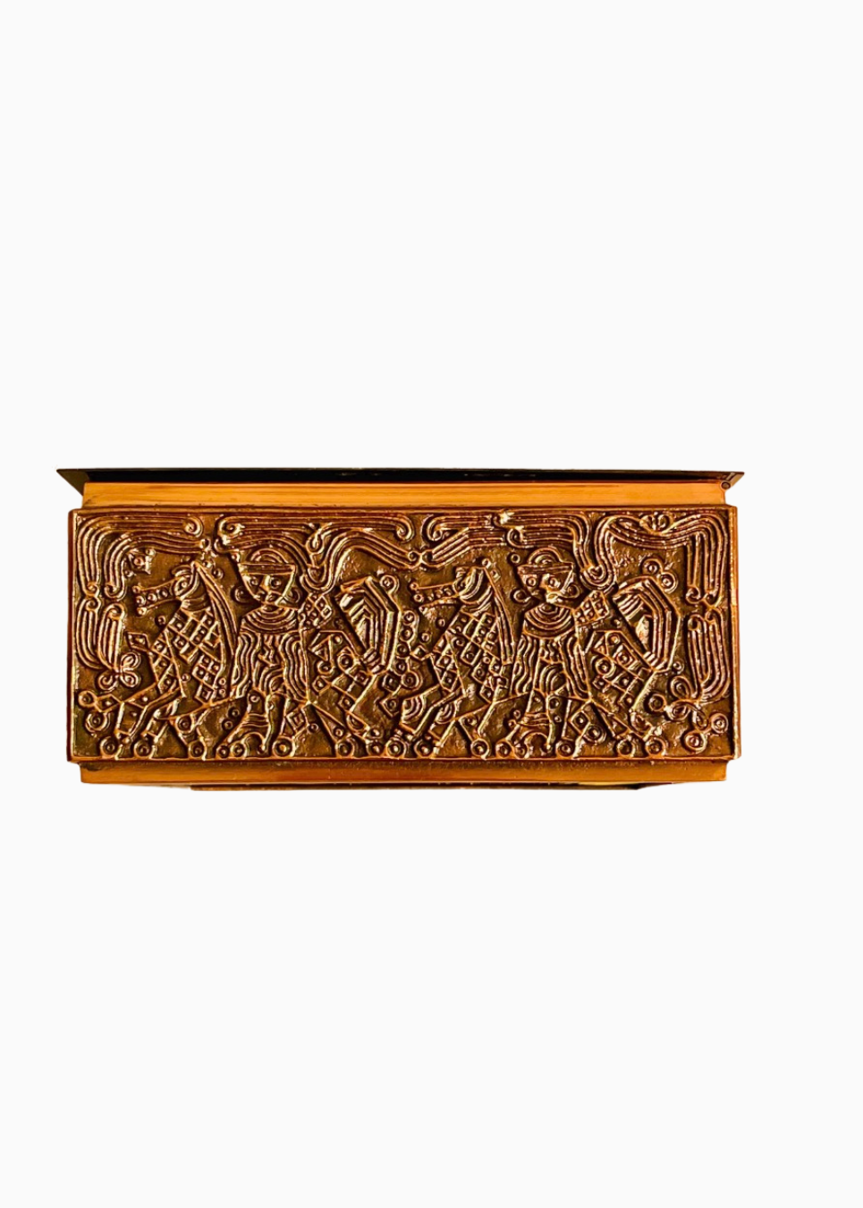 Brutalist Copper Relief Box with Horse Frieze, Hungary, c.1970s