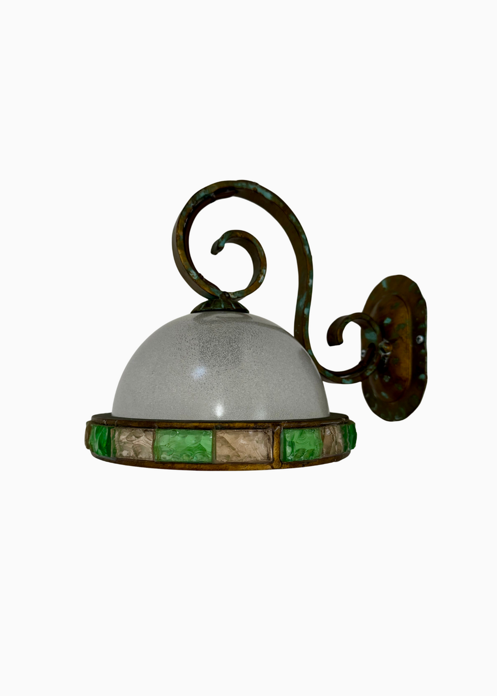Poliarte Longobard Glass and Brass Wall Sconce, Italy, c.1970s-1980s