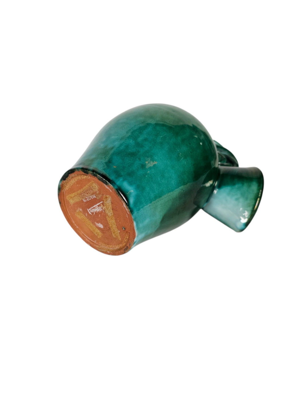Art Deco Ceramic Vase with Twisted Handle, Alexandre de Wemmell, Belgium, c.1920s–1940s