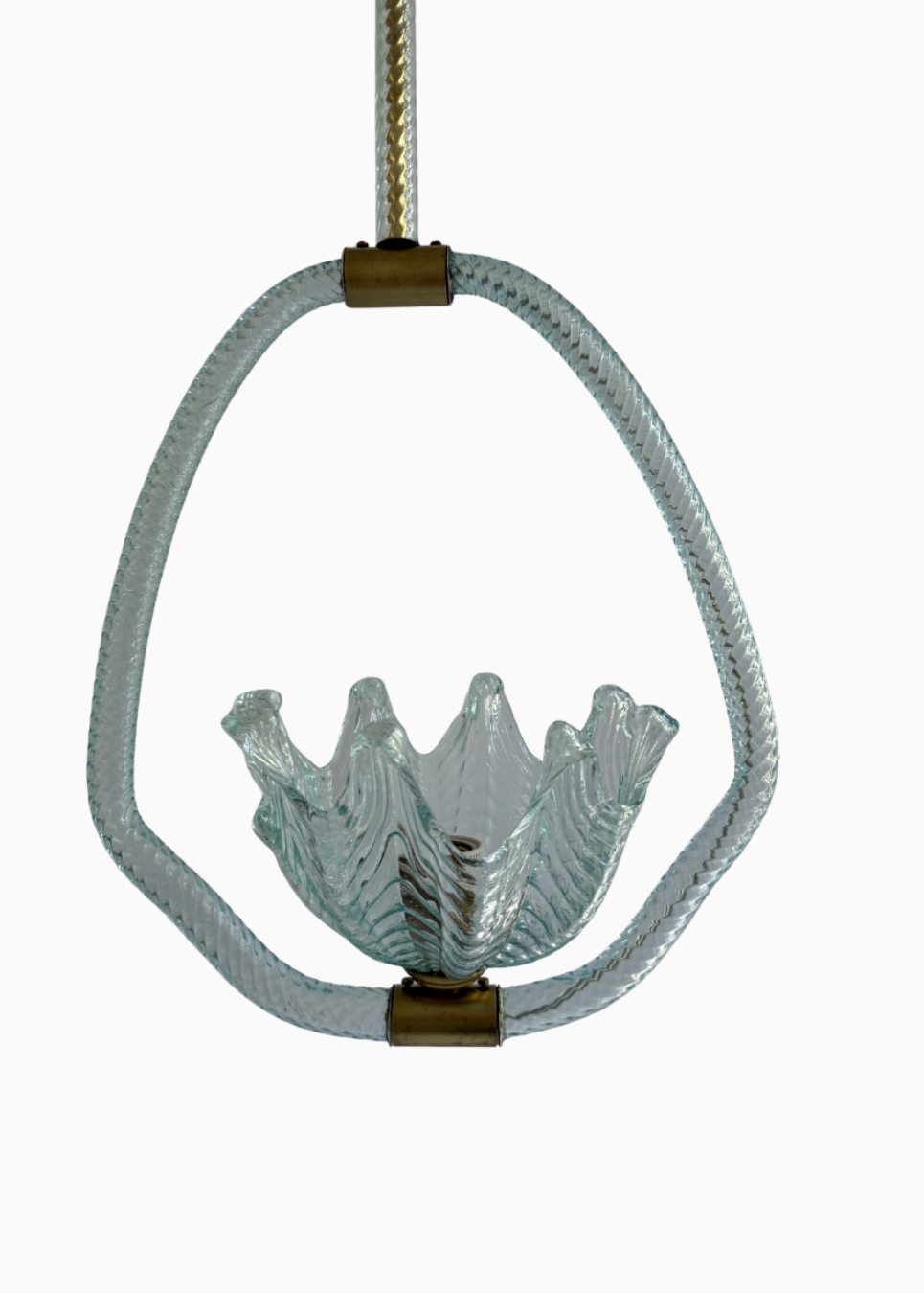 Barovier & Toso Murano Aqua Glass Pendant Light, Italy, c.1950s-1960s