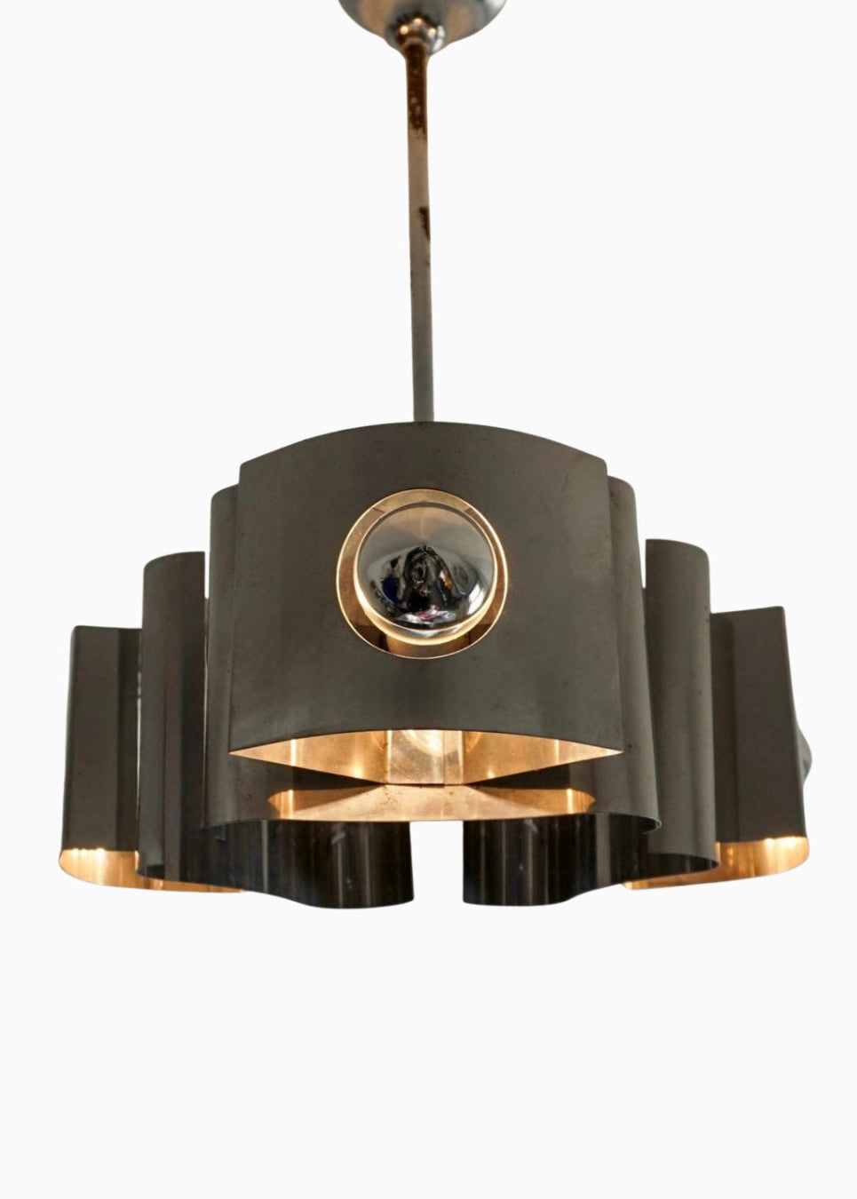Cylindrical Chrome Pendant Light, France, c.1960s
