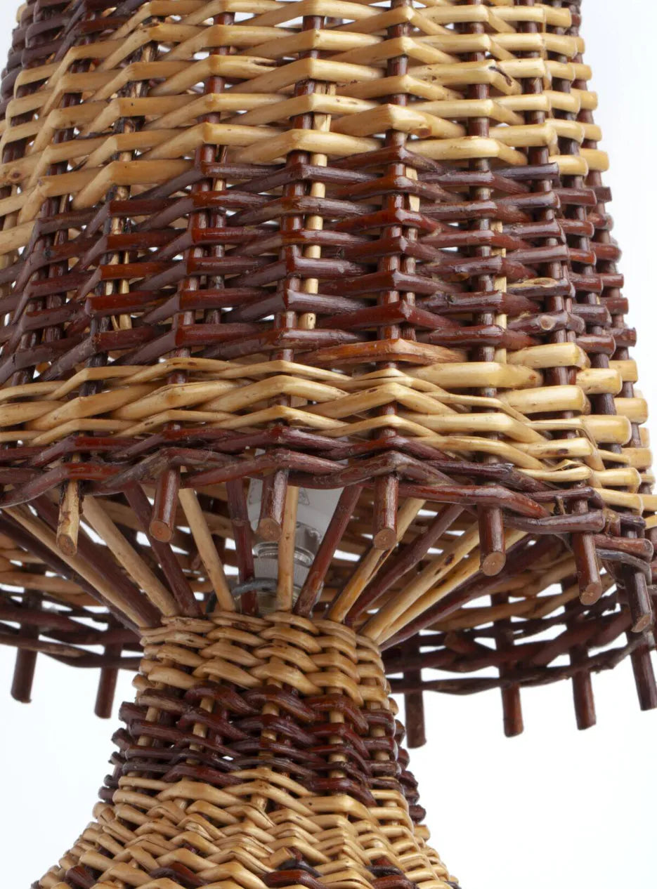 Pair of Italian Hand-Woven Wicker Table Lamps, c.1950s