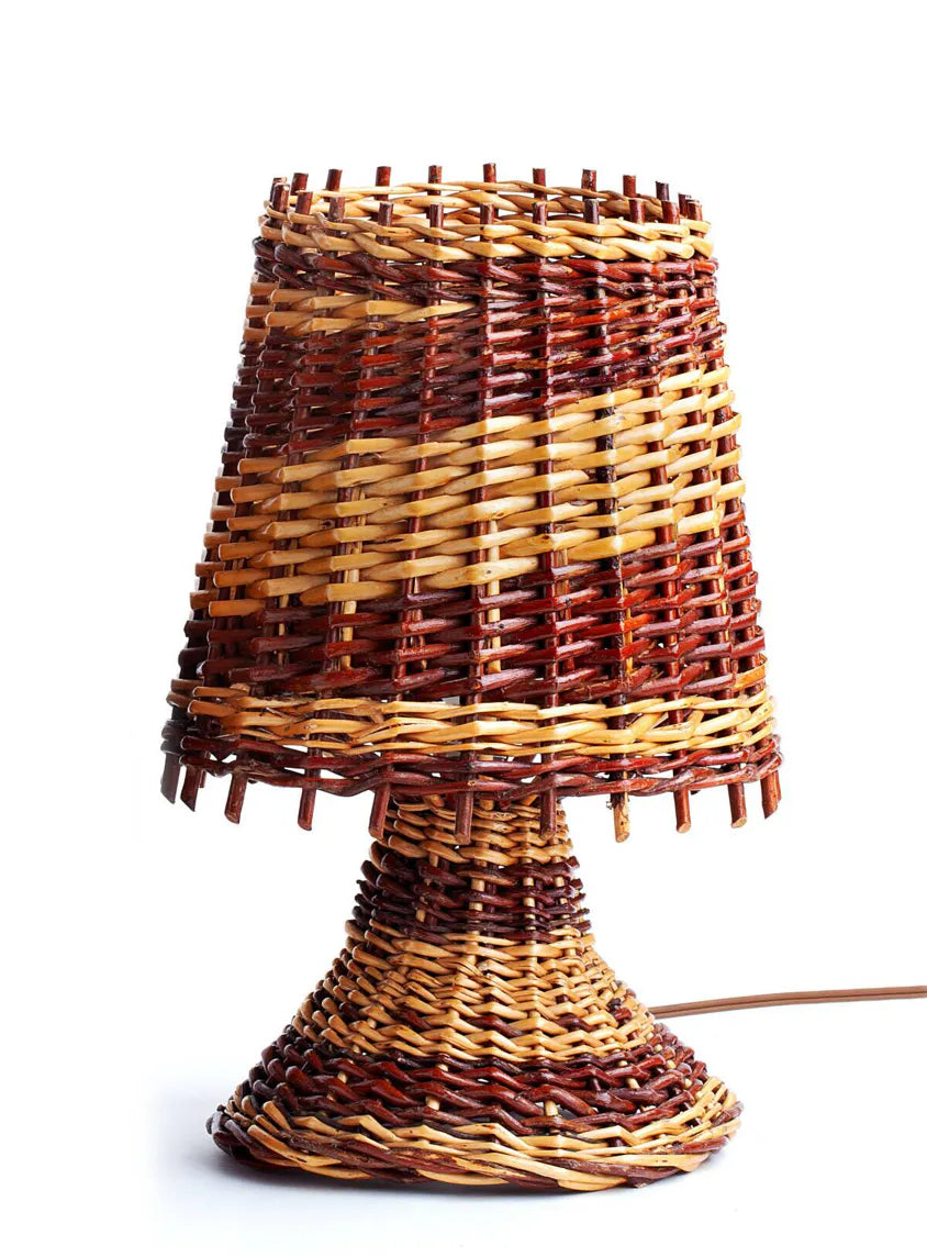 Pair of Italian Hand-Woven Wicker Table Lamps, c.1950s