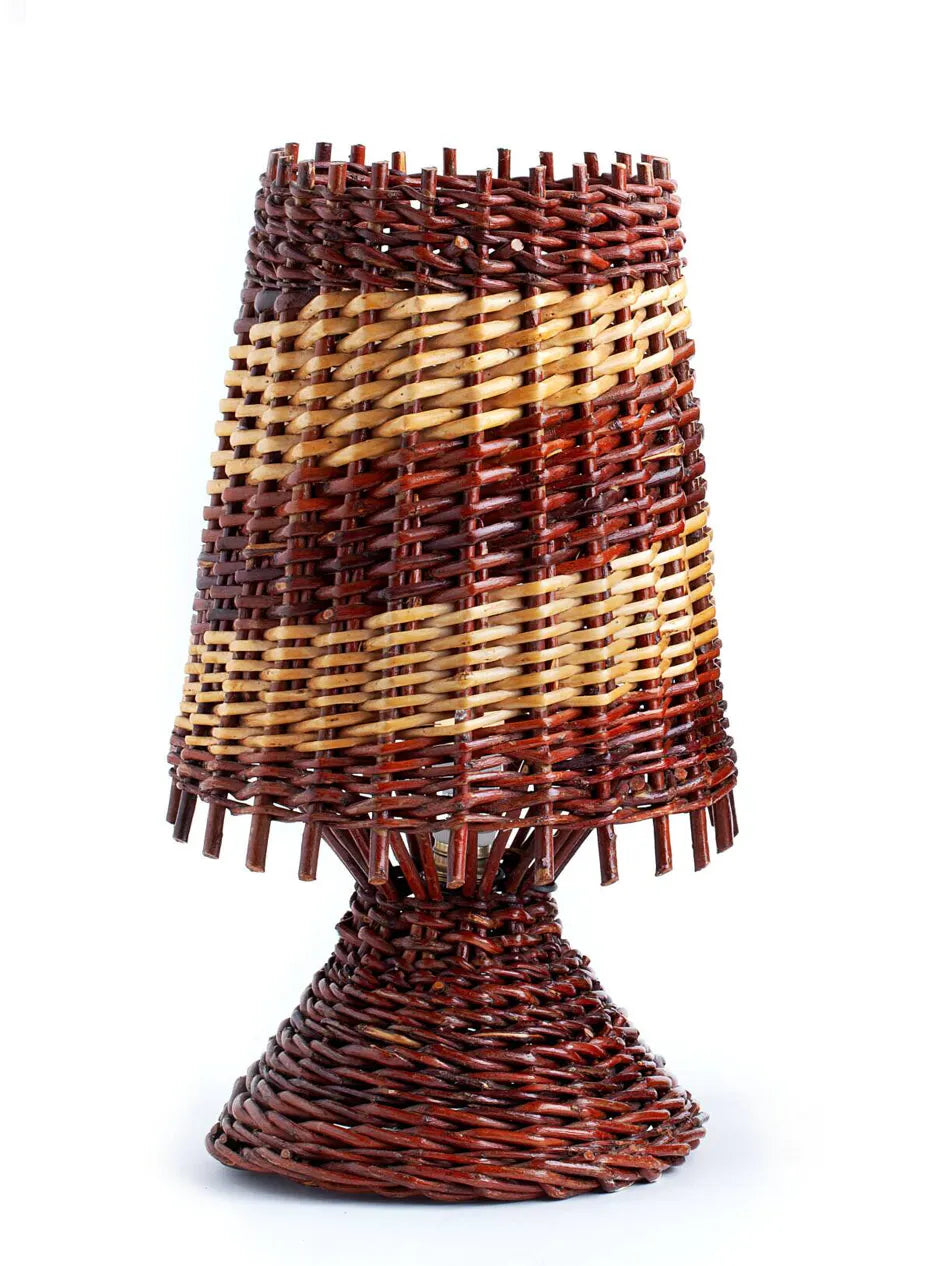 Pair of Italian Hand-Woven Wicker Table Lamps, c.1950s