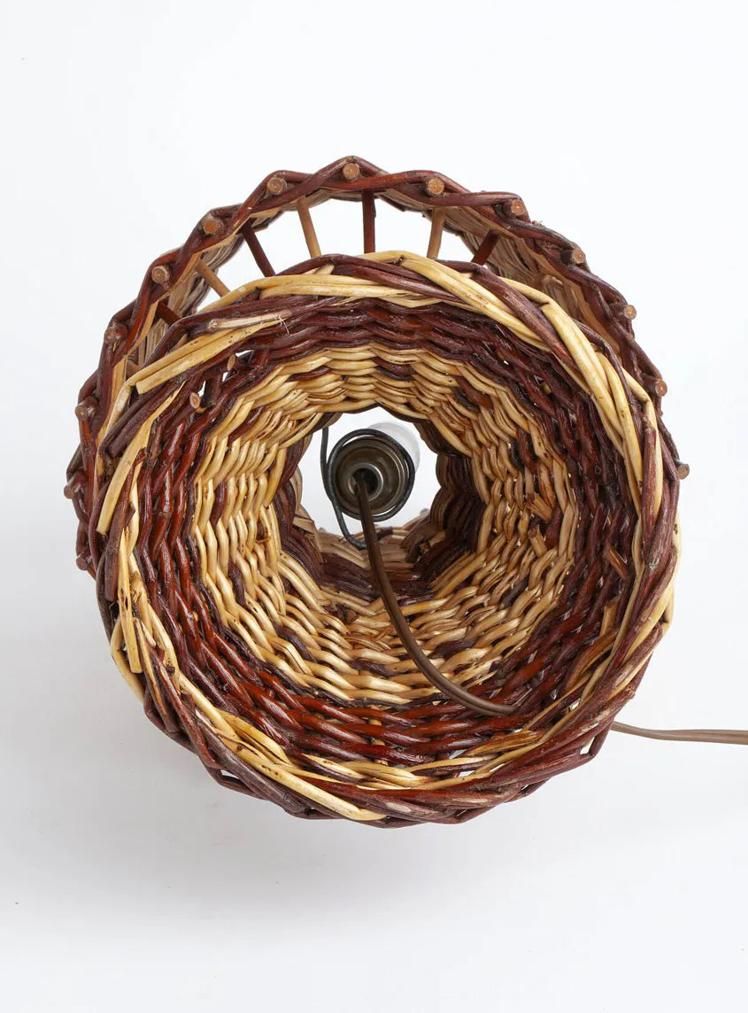 Pair of Italian Hand-Woven Wicker Table Lamps, c.1950s
