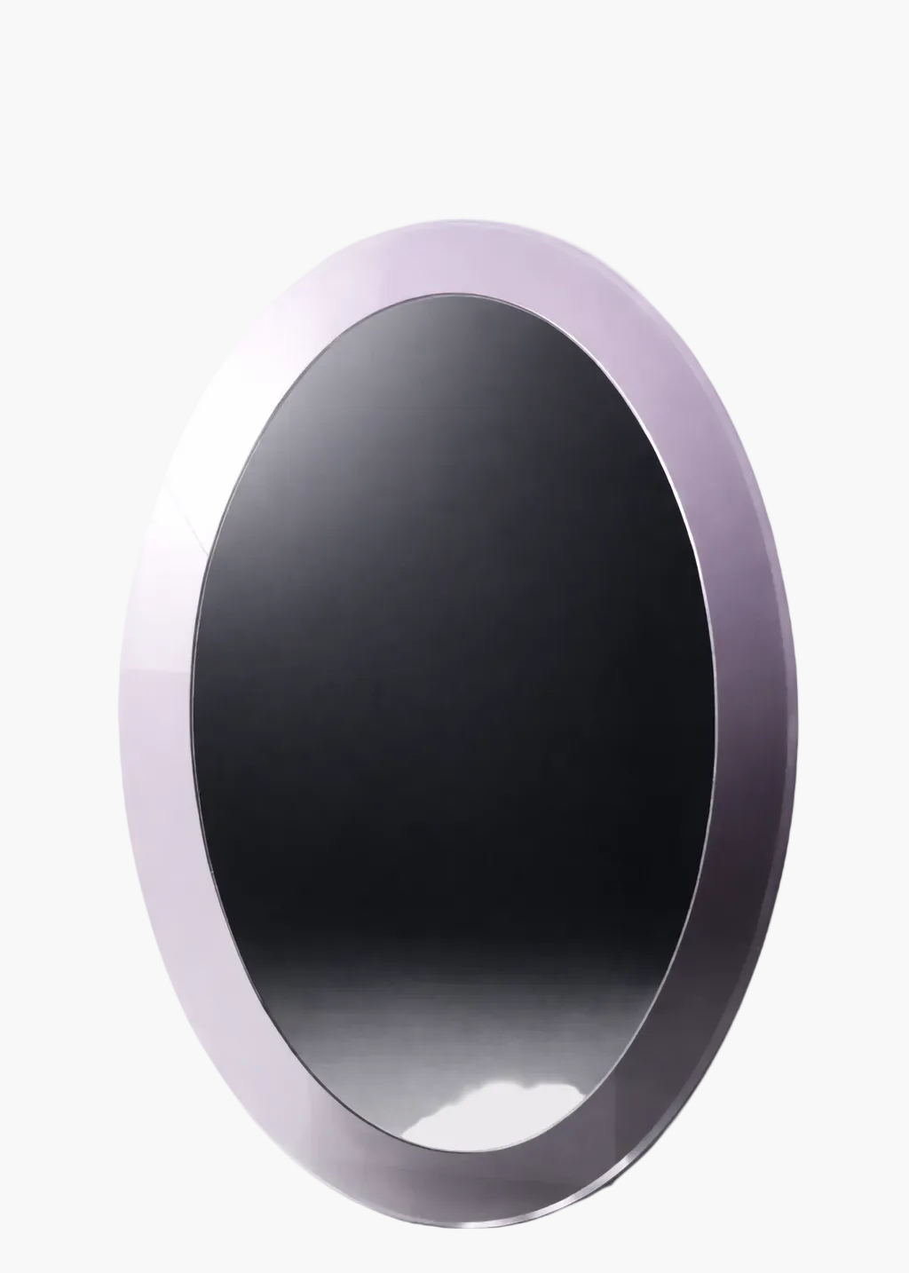 Italian oval wall mirror with softly tinted lavender glass frame, 1970s.